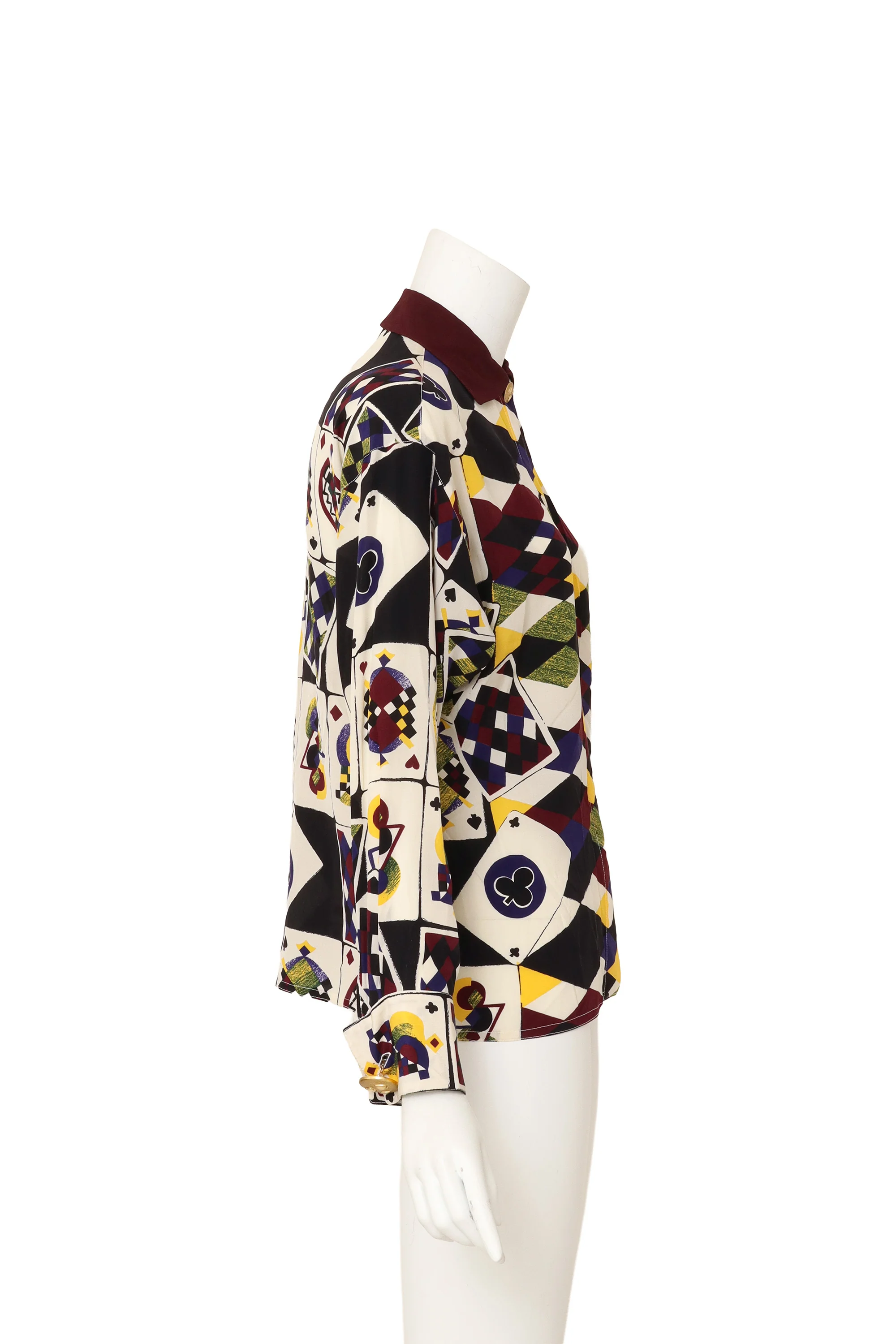 Playing Card Print Silk Shirt - Image 4