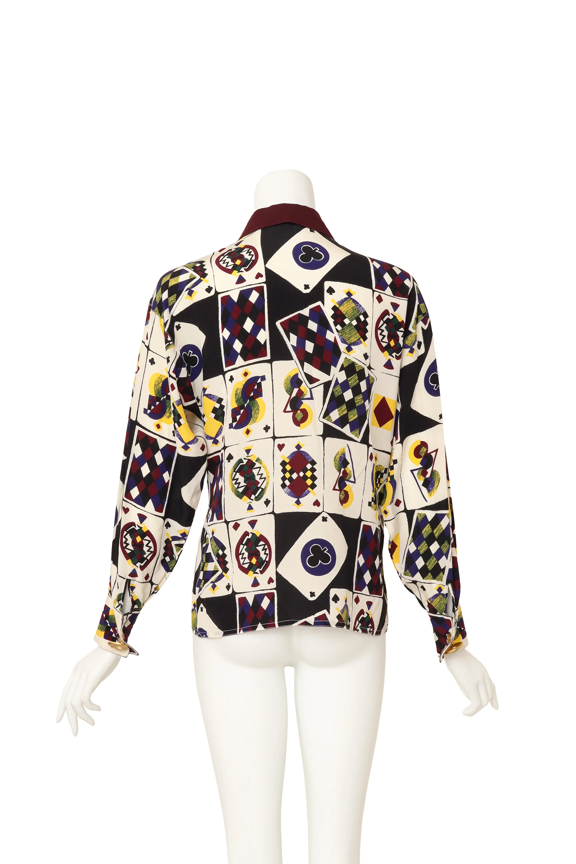 Playing Card Print Silk Shirt - Image 5