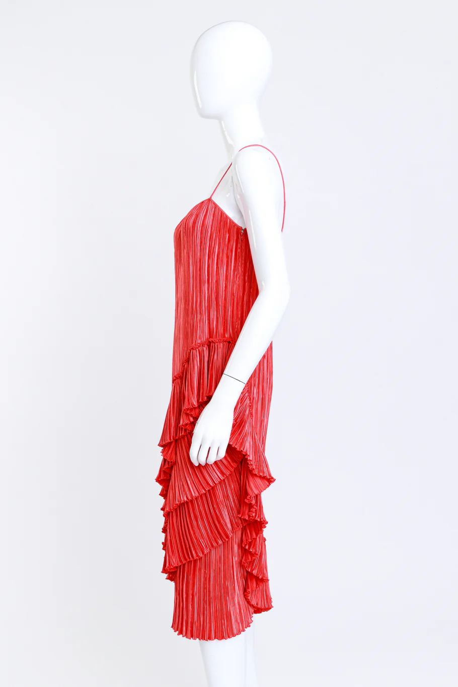 Pleated Asymmetric Ruffle Dress - Image 2