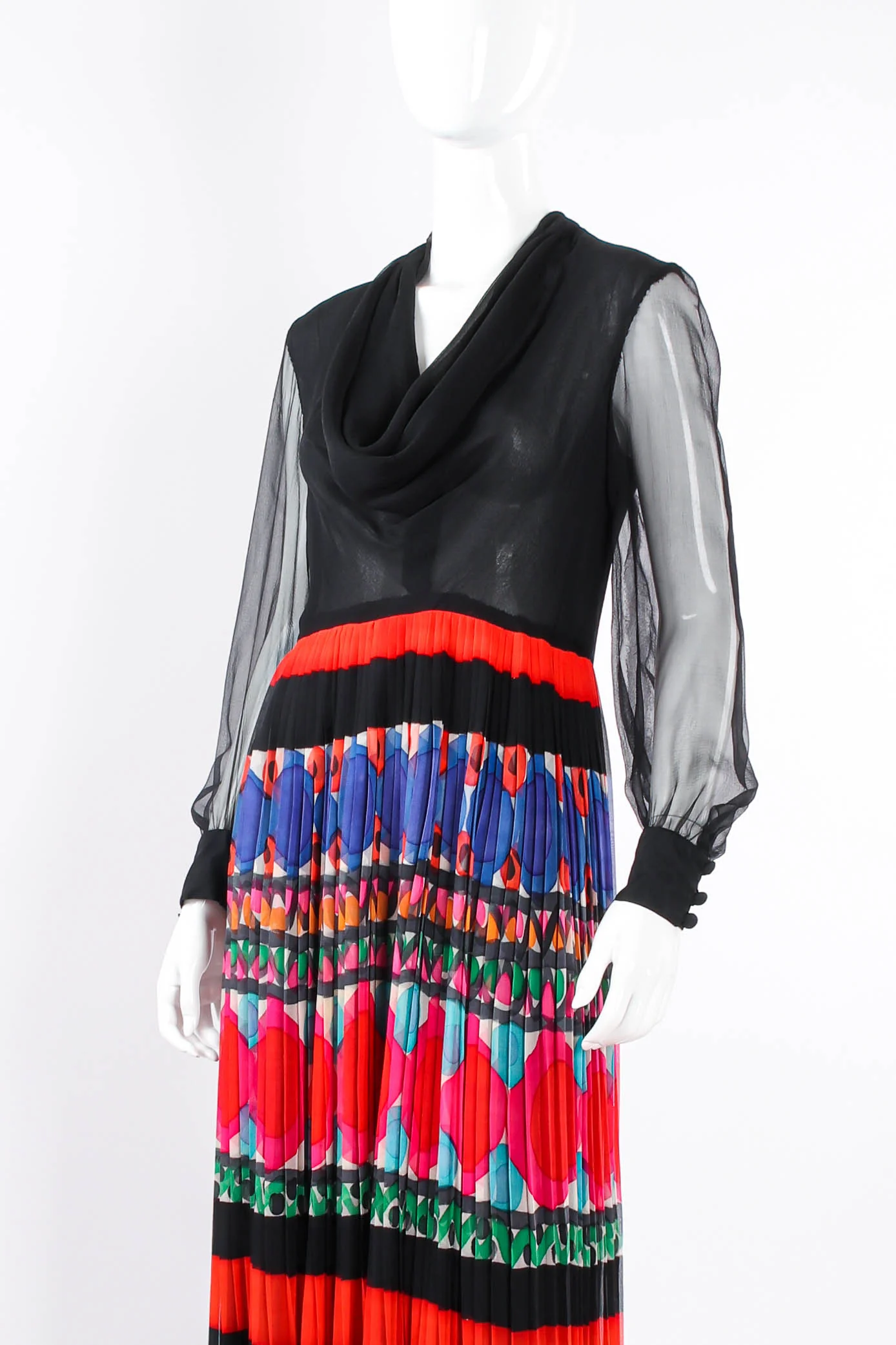 Pleated Circle Print Maxi Dress - Image 3