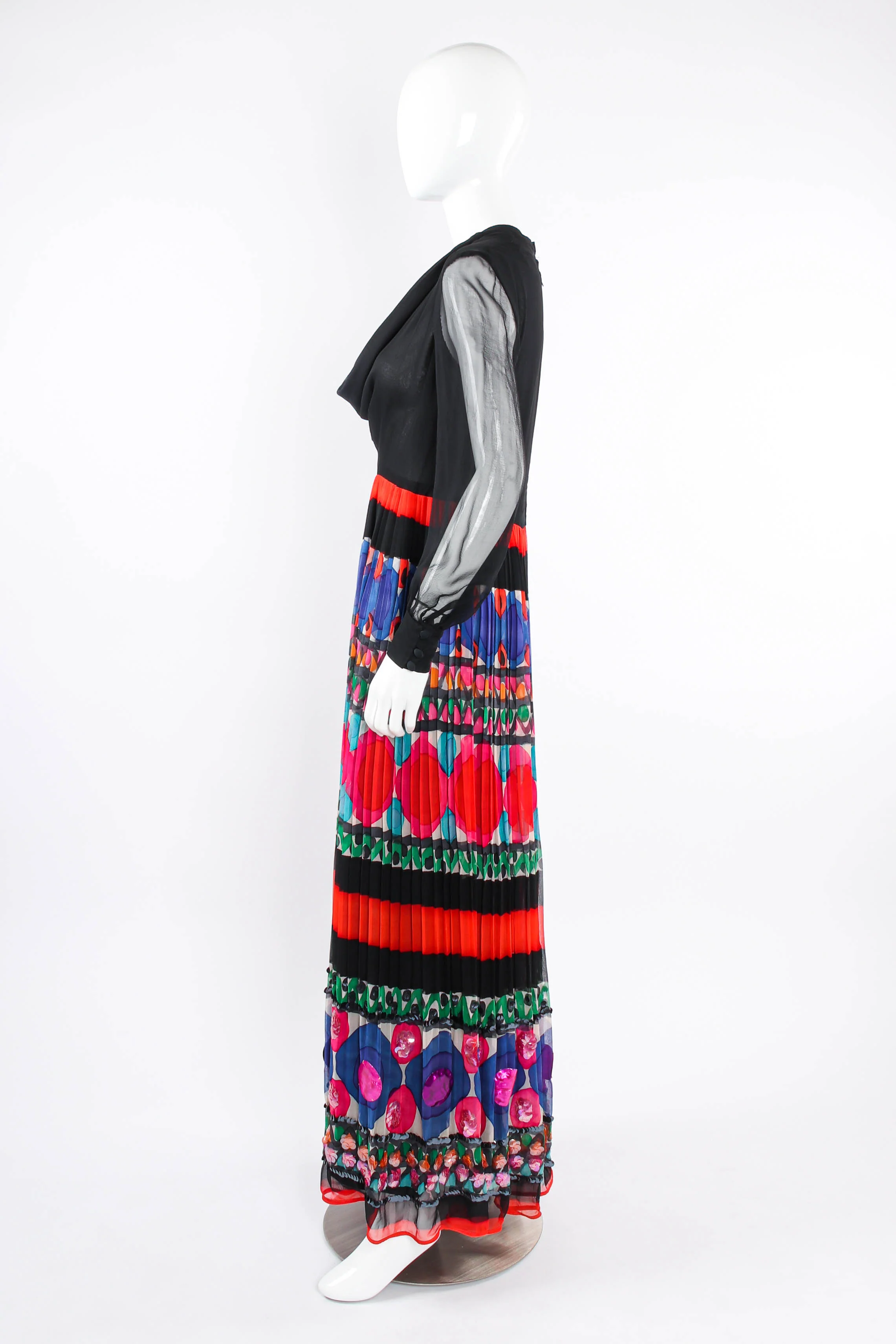 Pleated Circle Print Maxi Dress - Image 4