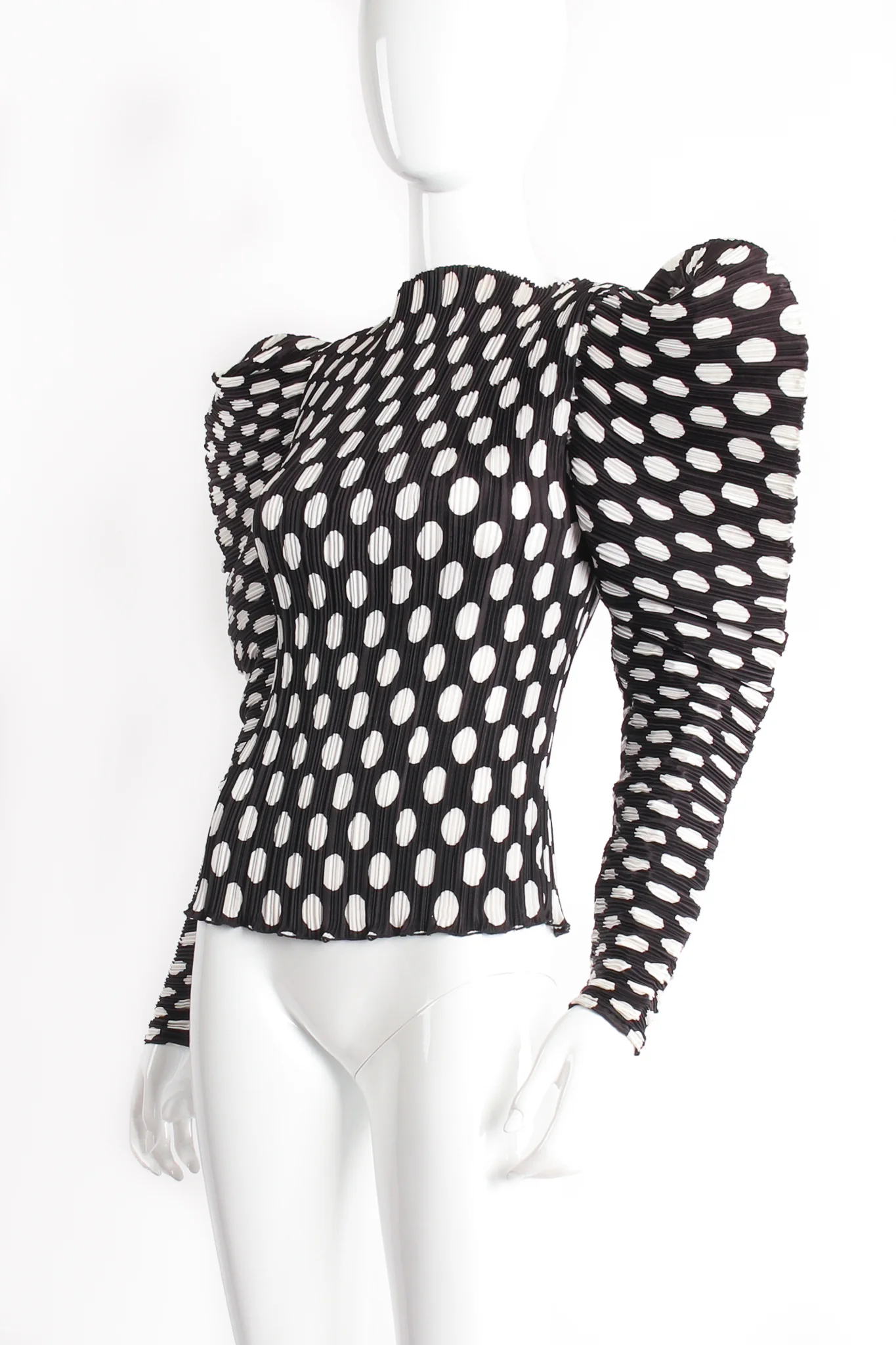 Dot Pleated Gigot Sleeve Top