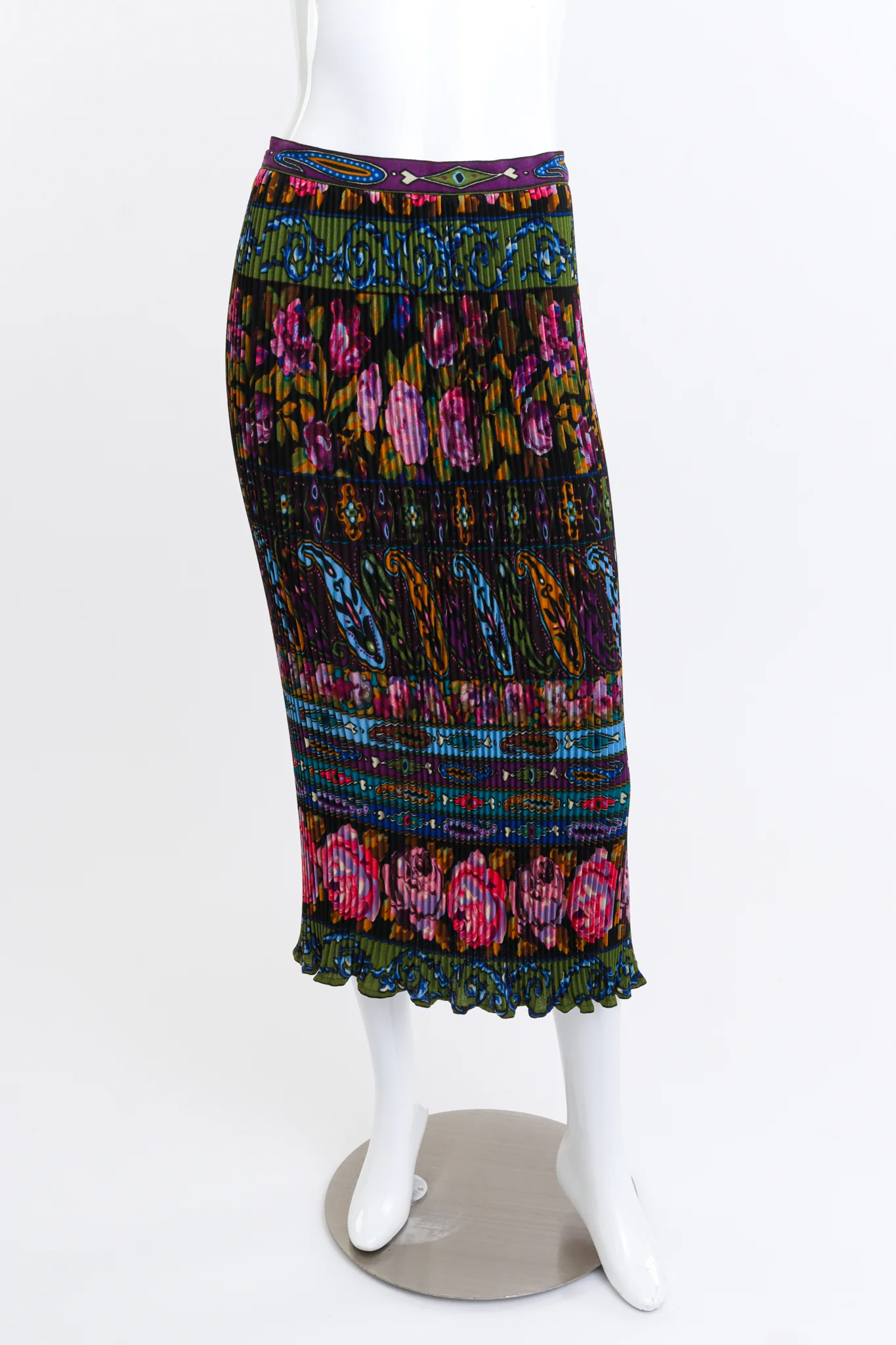 Pleated Floral Paisley Skirt