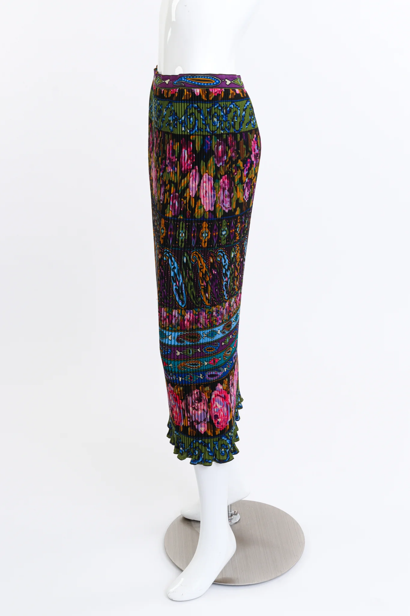 Pleated Floral Paisley Skirt - Image 2