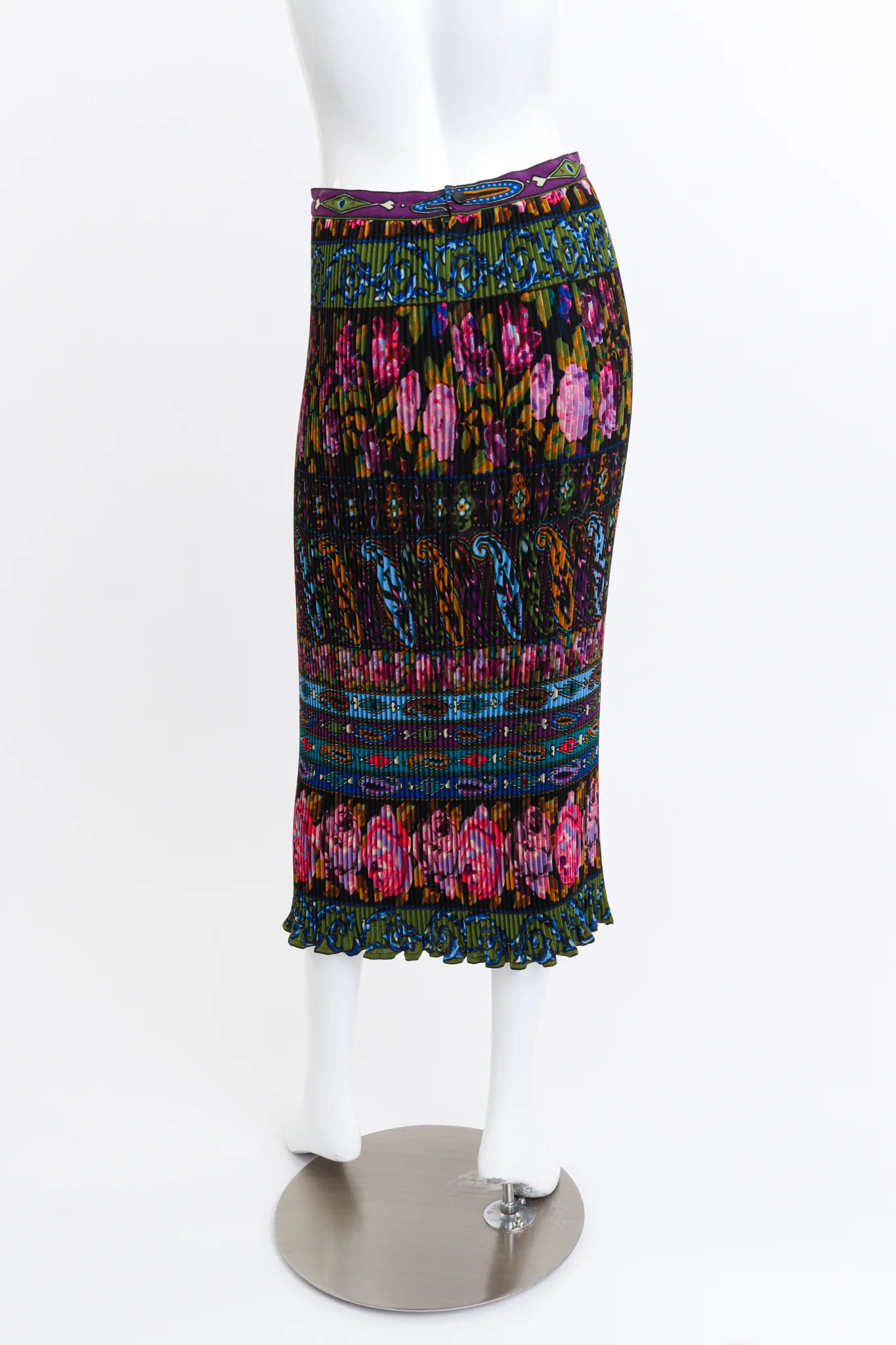 Pleated Floral Paisley Skirt - Image 3