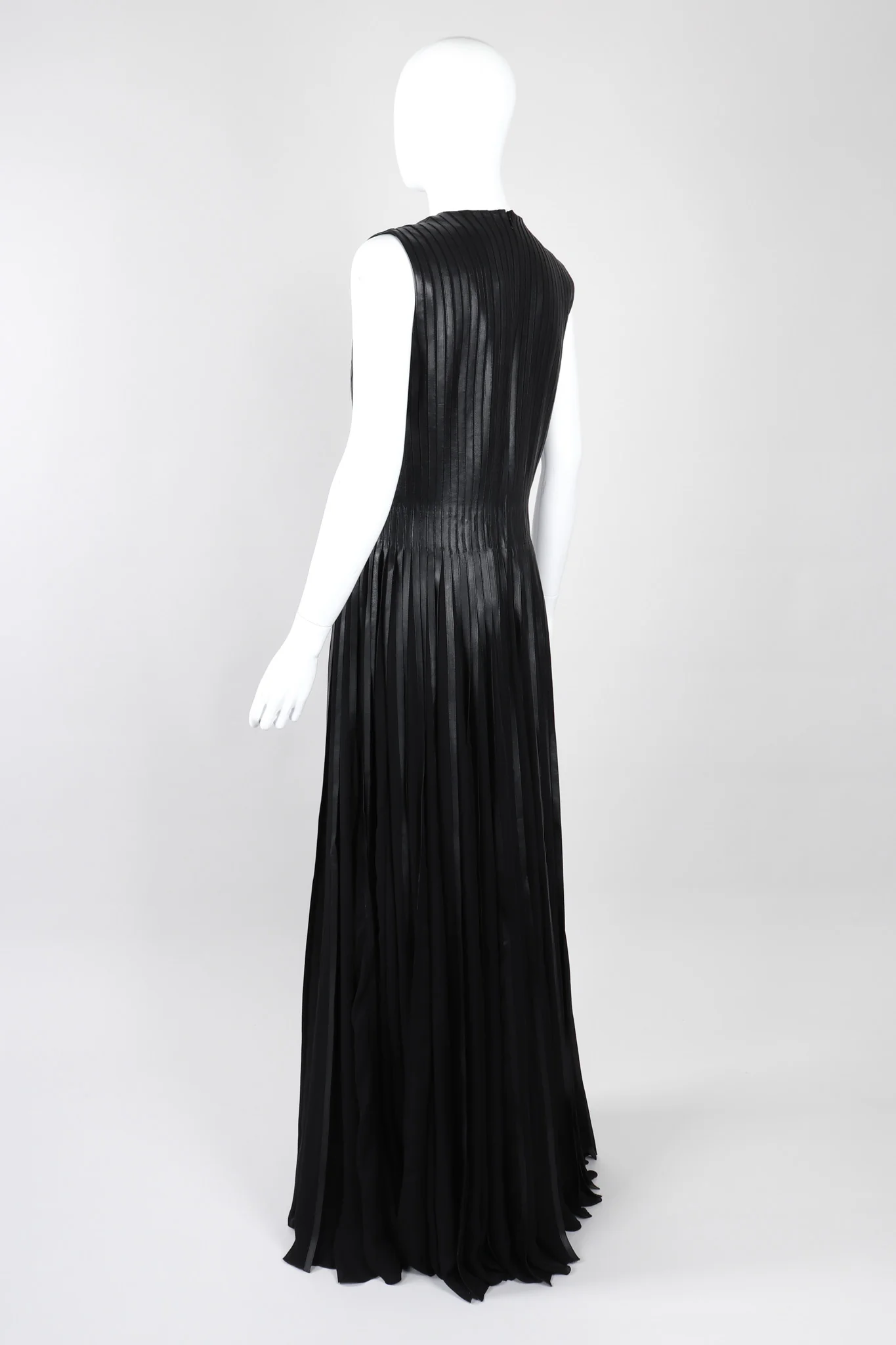 Pleated Leather Strip Gown - Image 4