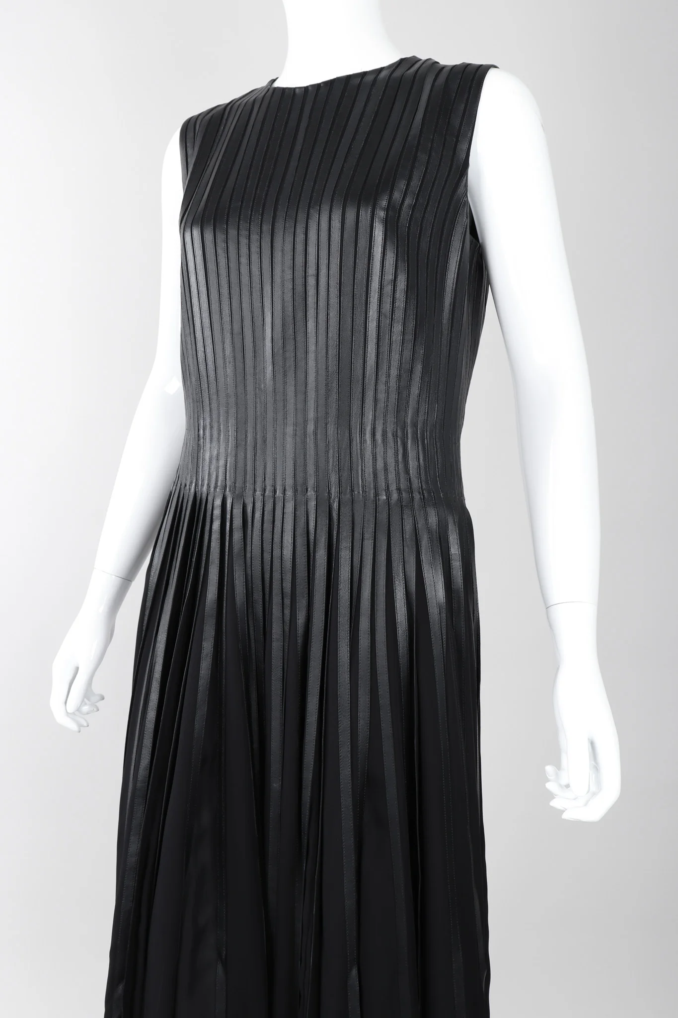 Pleated Leather Strip Gown - Image 8