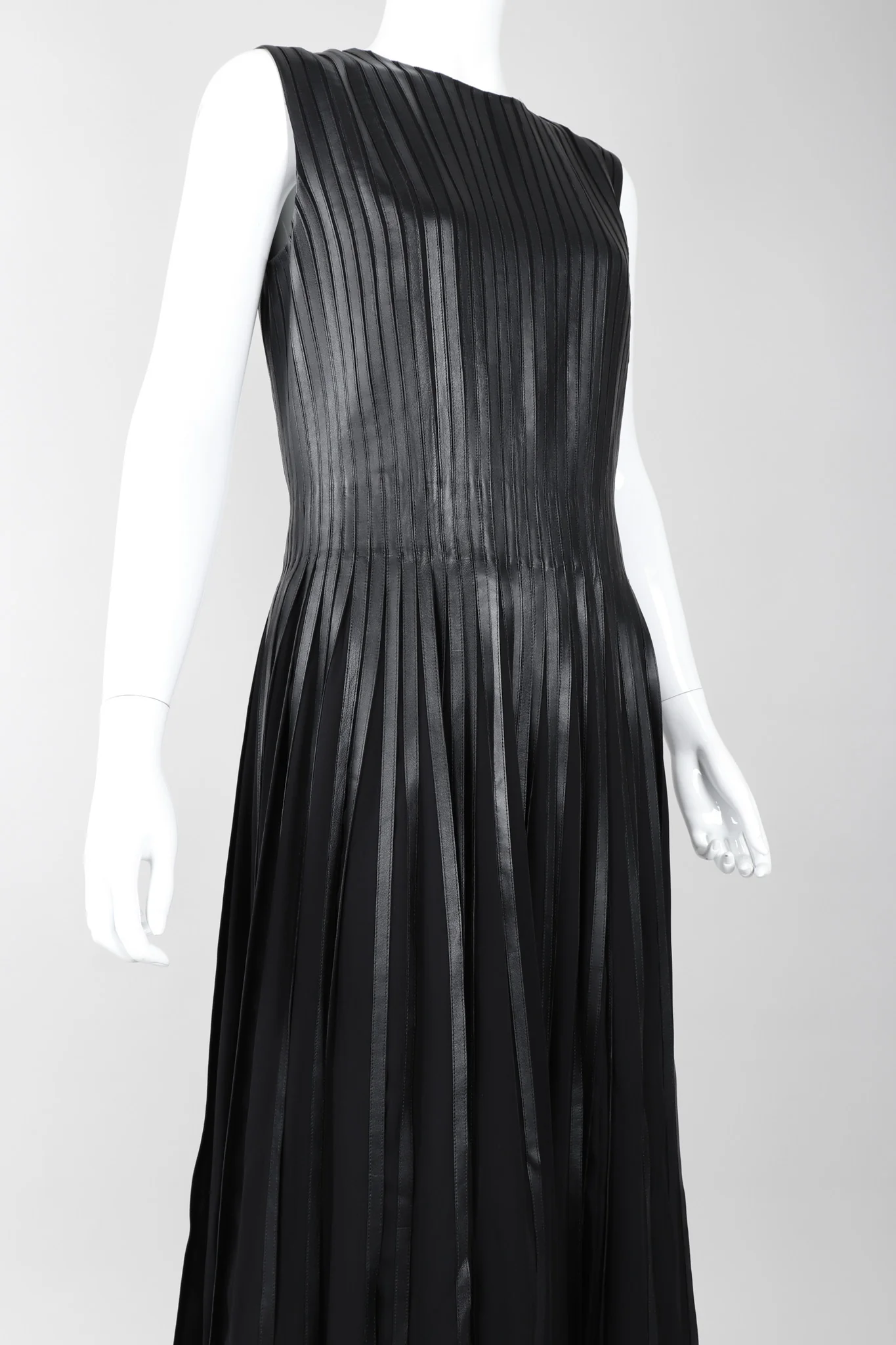 Pleated Leather Strip Gown - Image 9