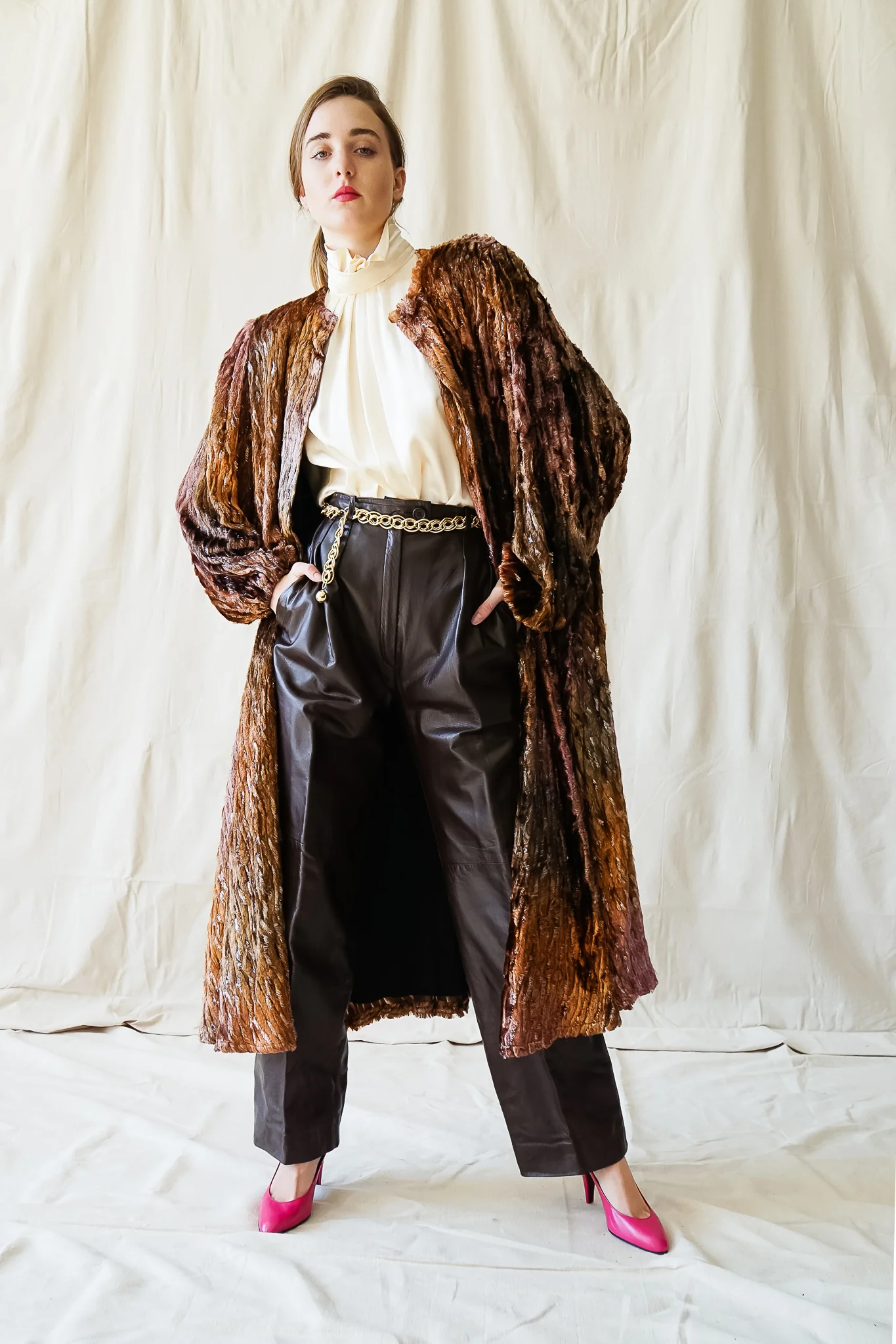 Pleated Leather Trouser - Image 4
