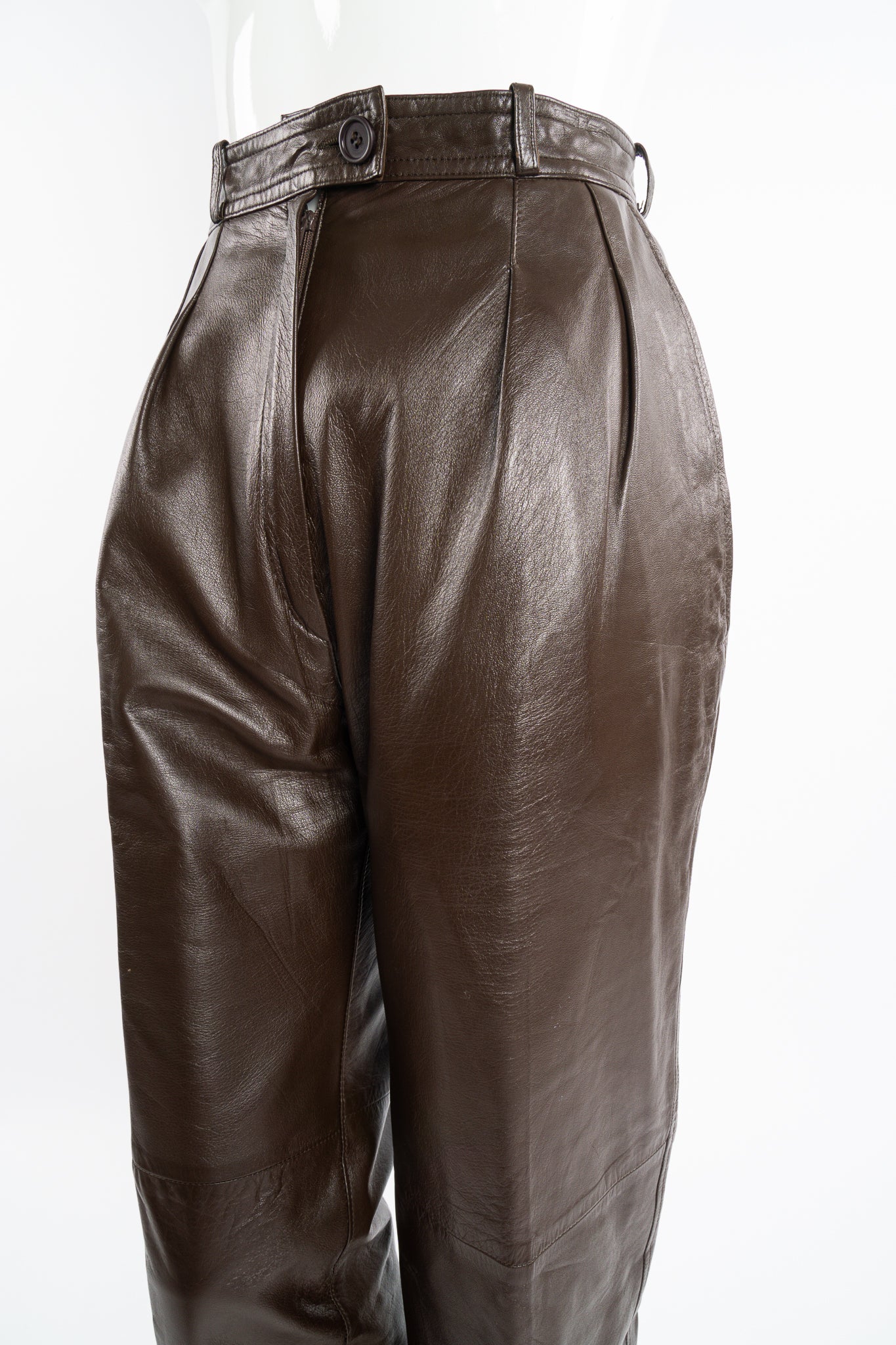 Pleated Leather Trouser - Image 5