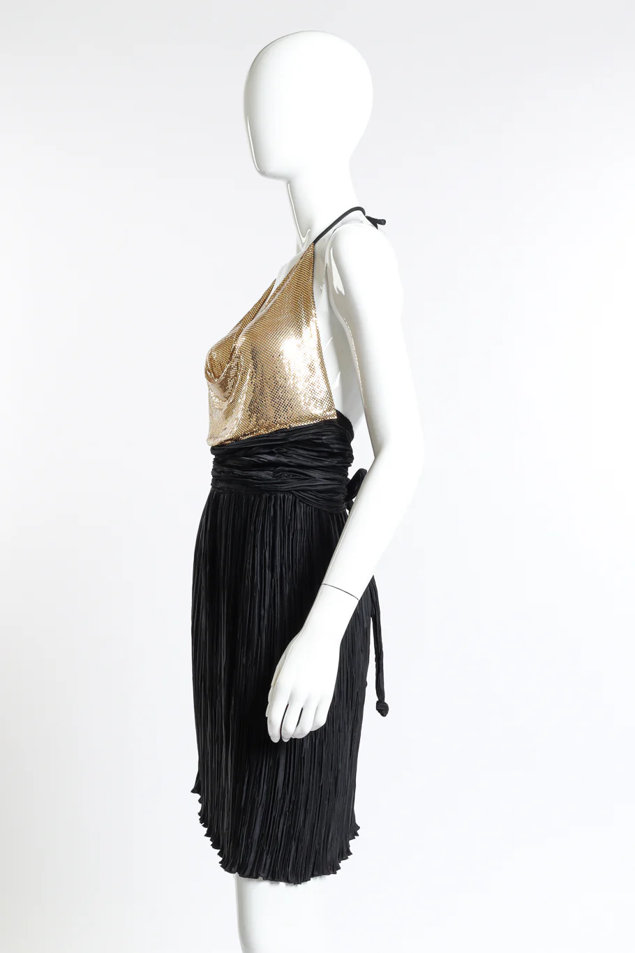 Pleated Metal Mesh Halter Dress - Image 2