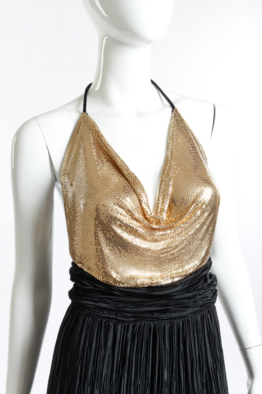 Pleated Metal Mesh Halter Dress - Image 4