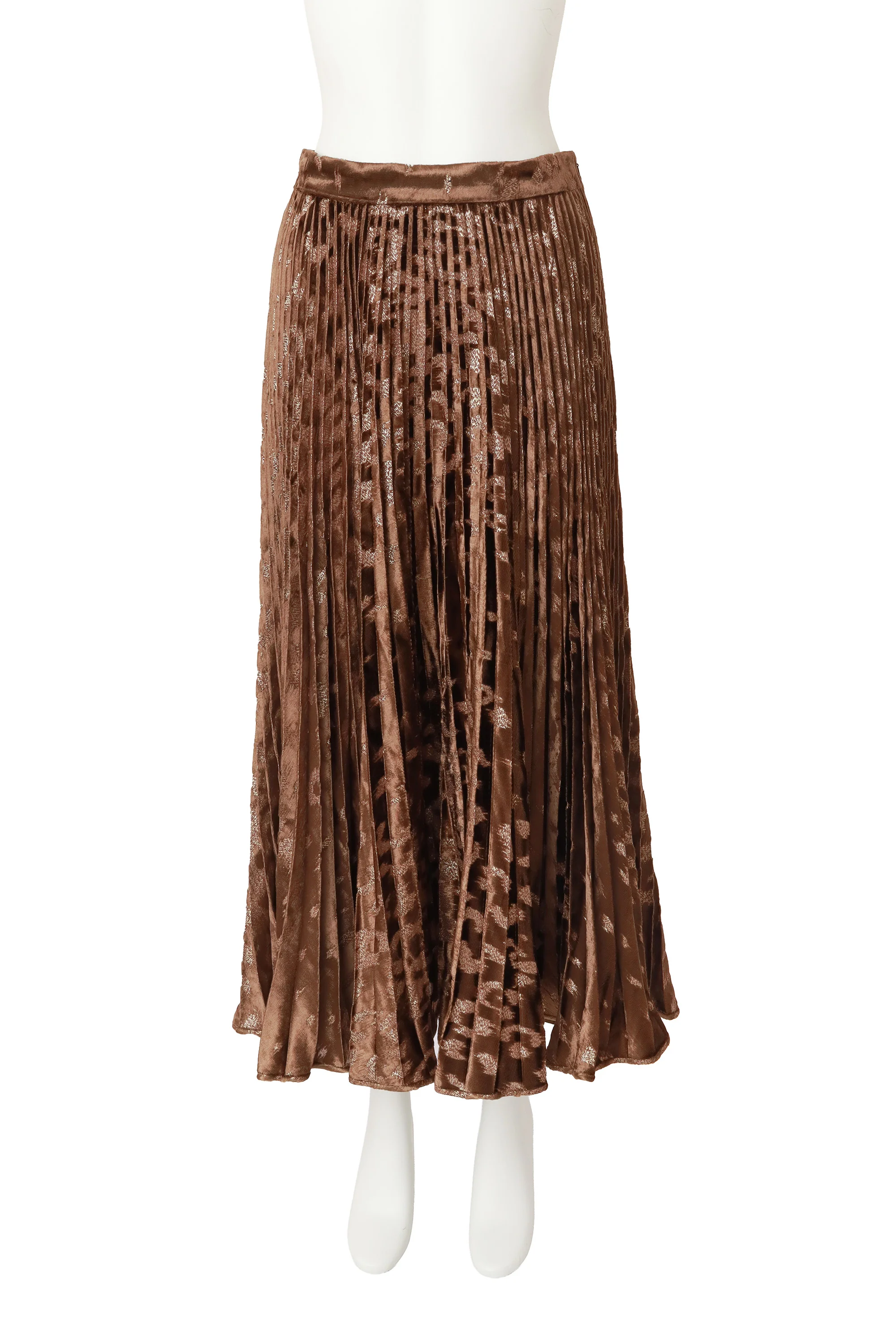 Pleated Metallic Velvet Skirt