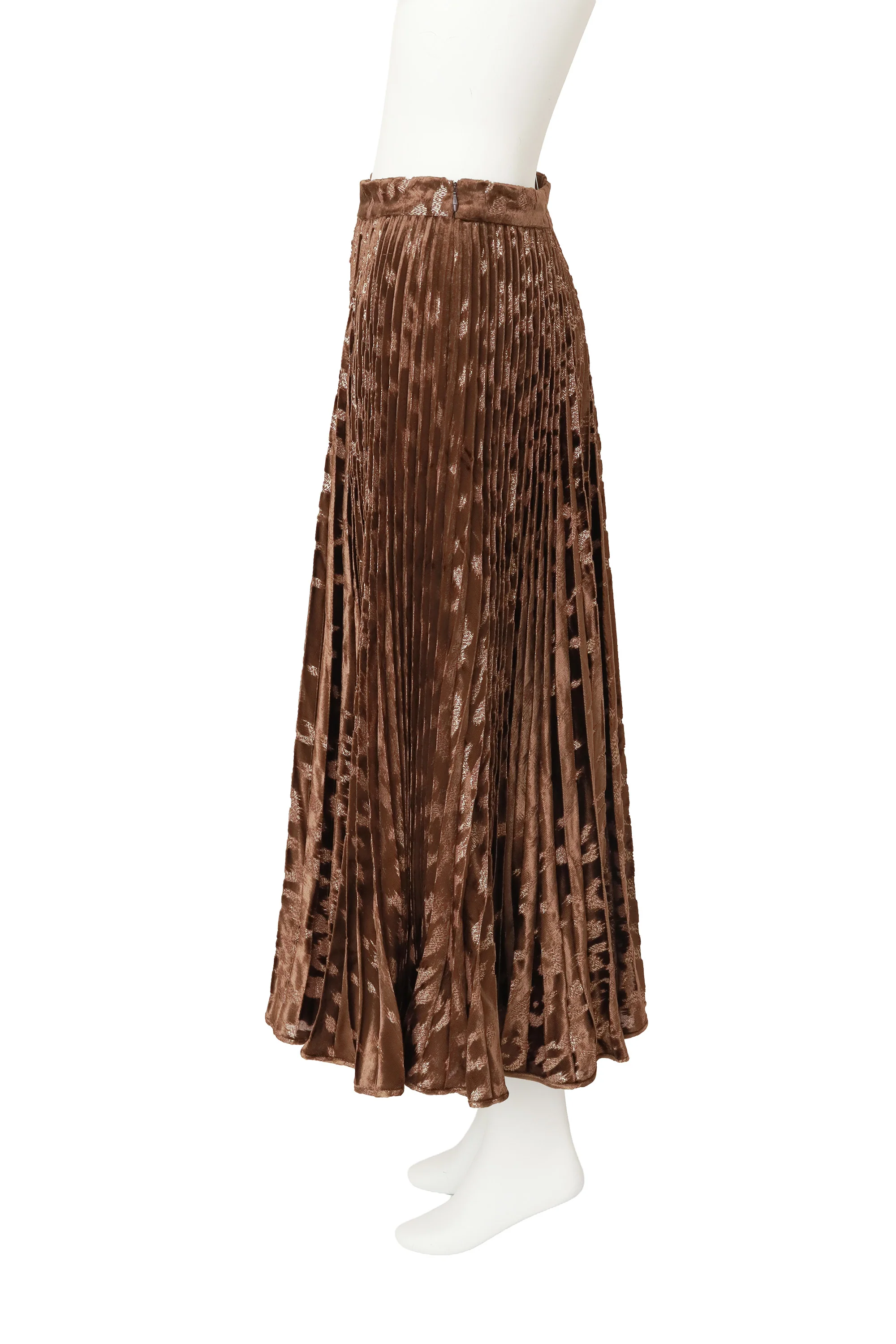 Pleated Metallic Velvet Skirt - Image 3