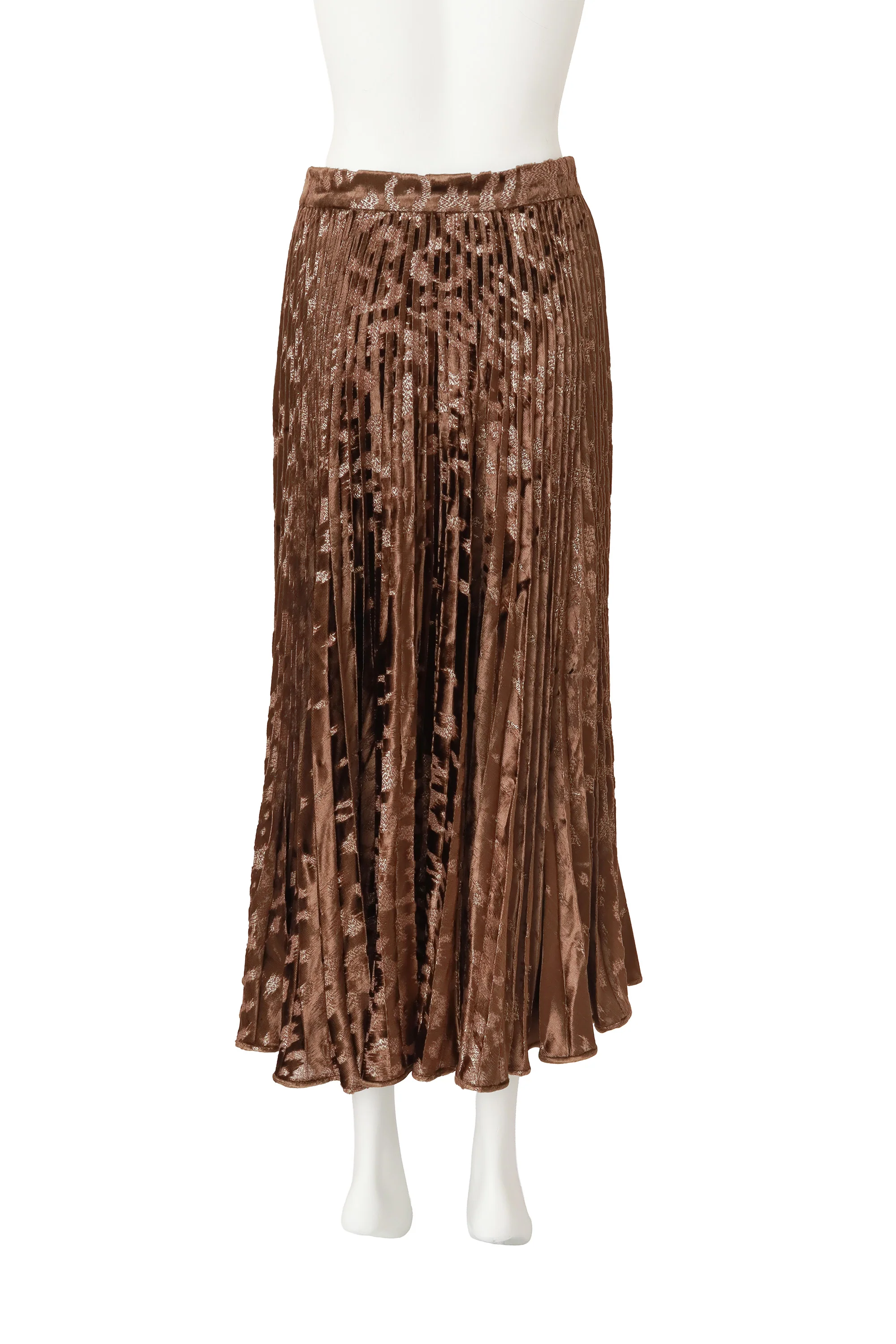 Pleated Metallic Velvet Skirt - Image 4