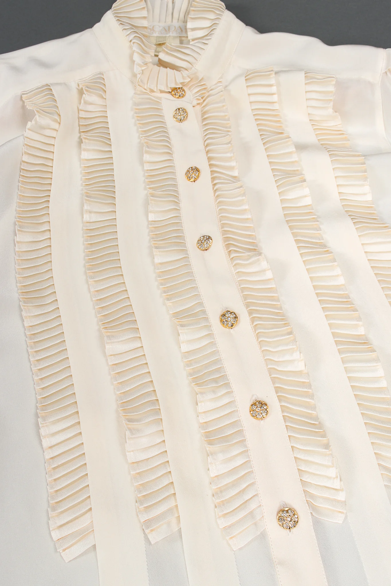 Pleated Ruffle Tuxedo Blouse - Image 12