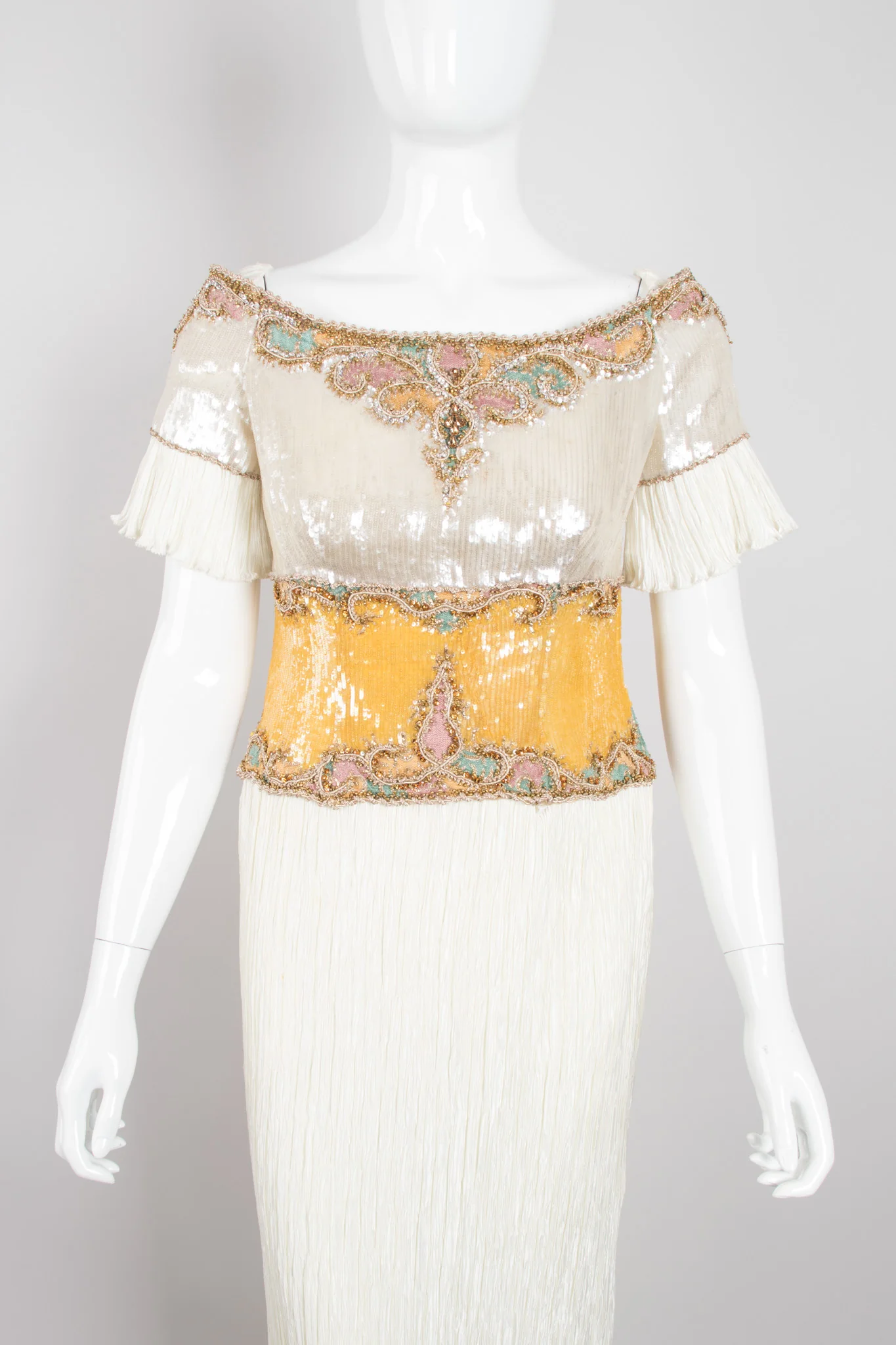 Pleated Sequin Corset Gown - Image 10