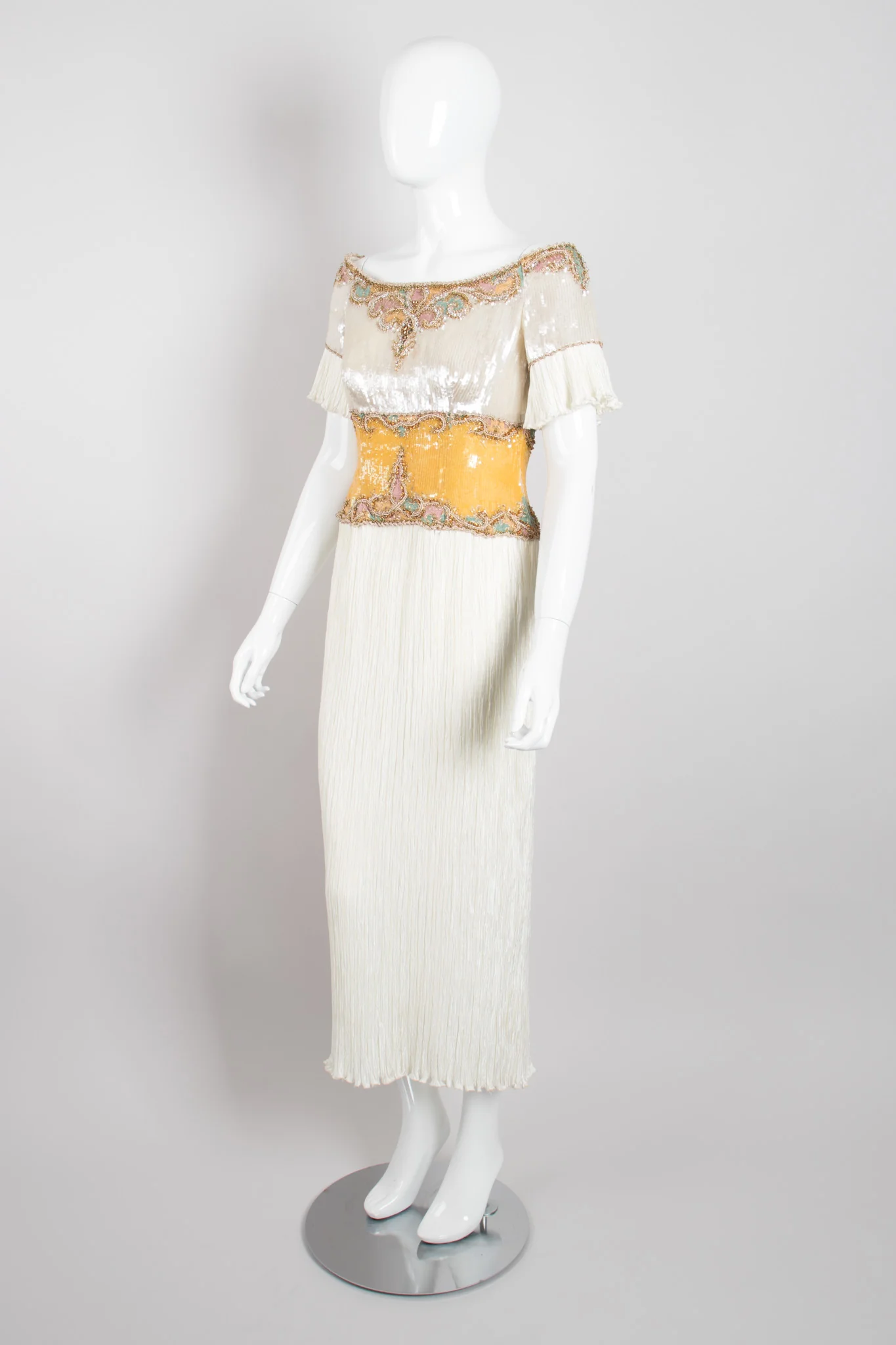 Pleated Sequin Corset Gown - Image 3