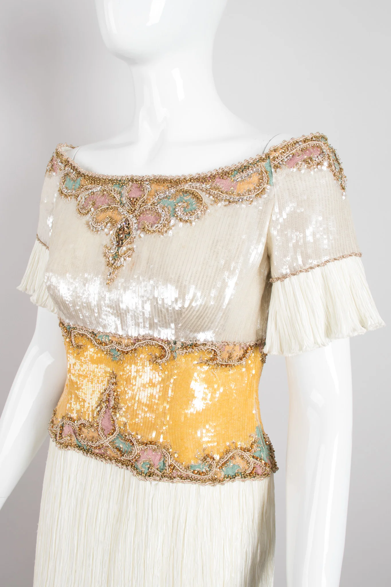 Pleated Sequin Corset Gown - Image 9