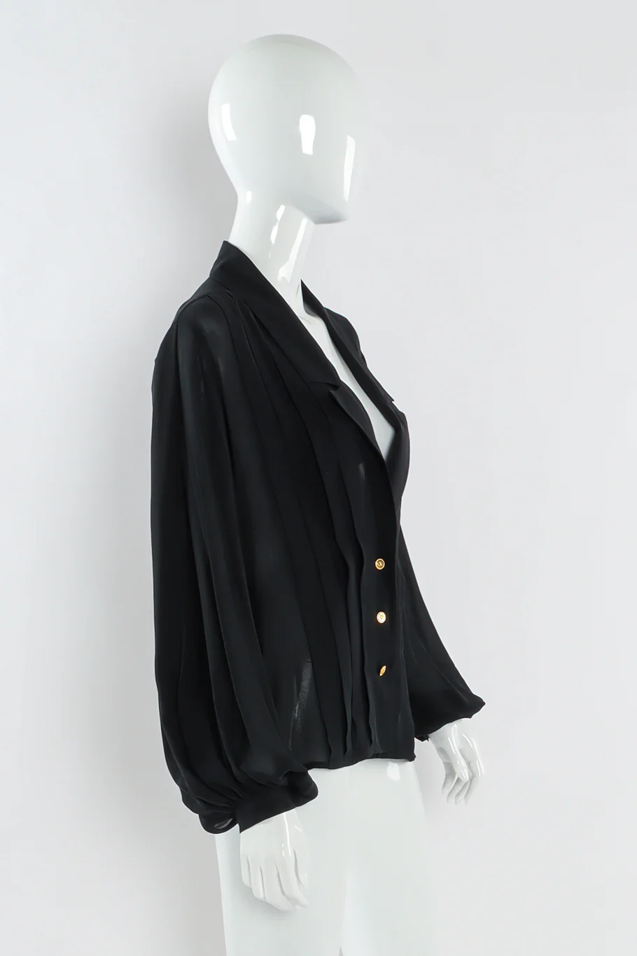 Pleated Sheer Silk Blouse - Image 4