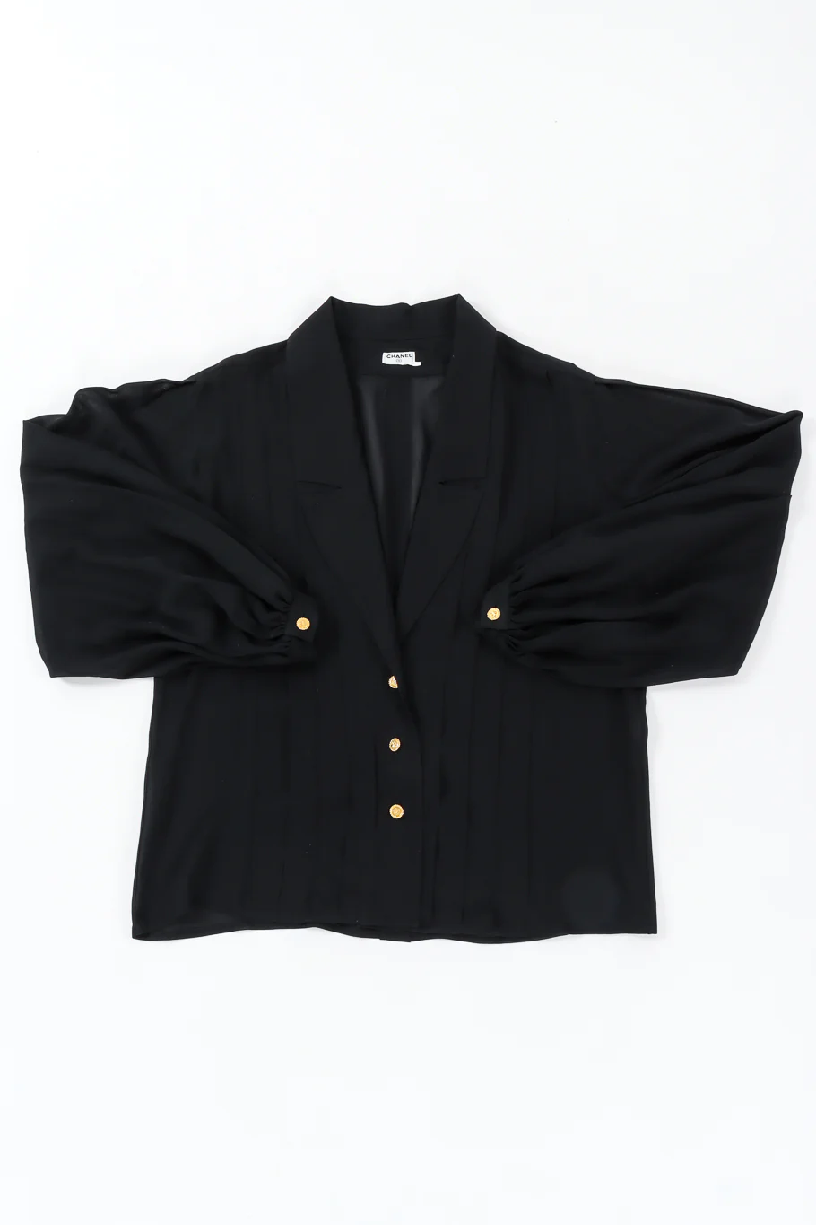 Pleated Sheer Silk Blouse - Image 9