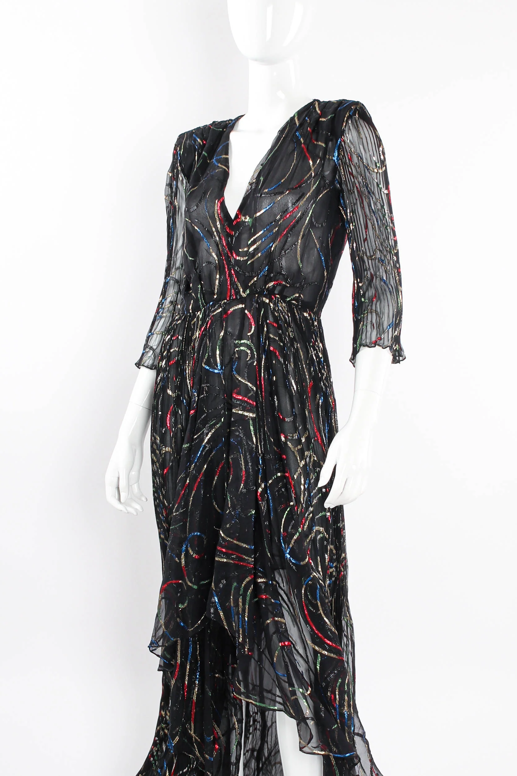 Chiffon Ribbon Lamé Swirl Dress