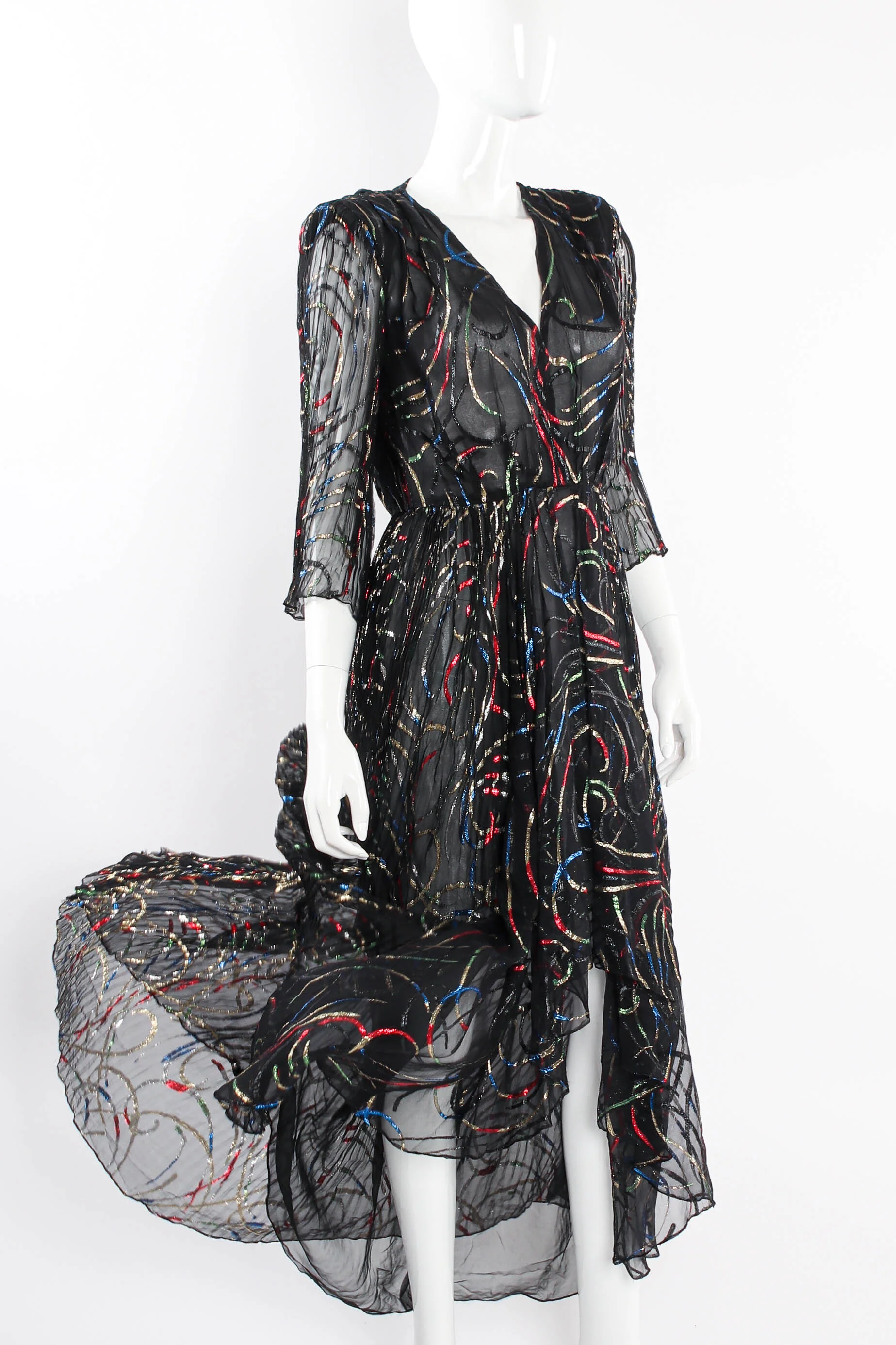 Chiffon Ribbon Lamé Swirl Dress - Image 2
