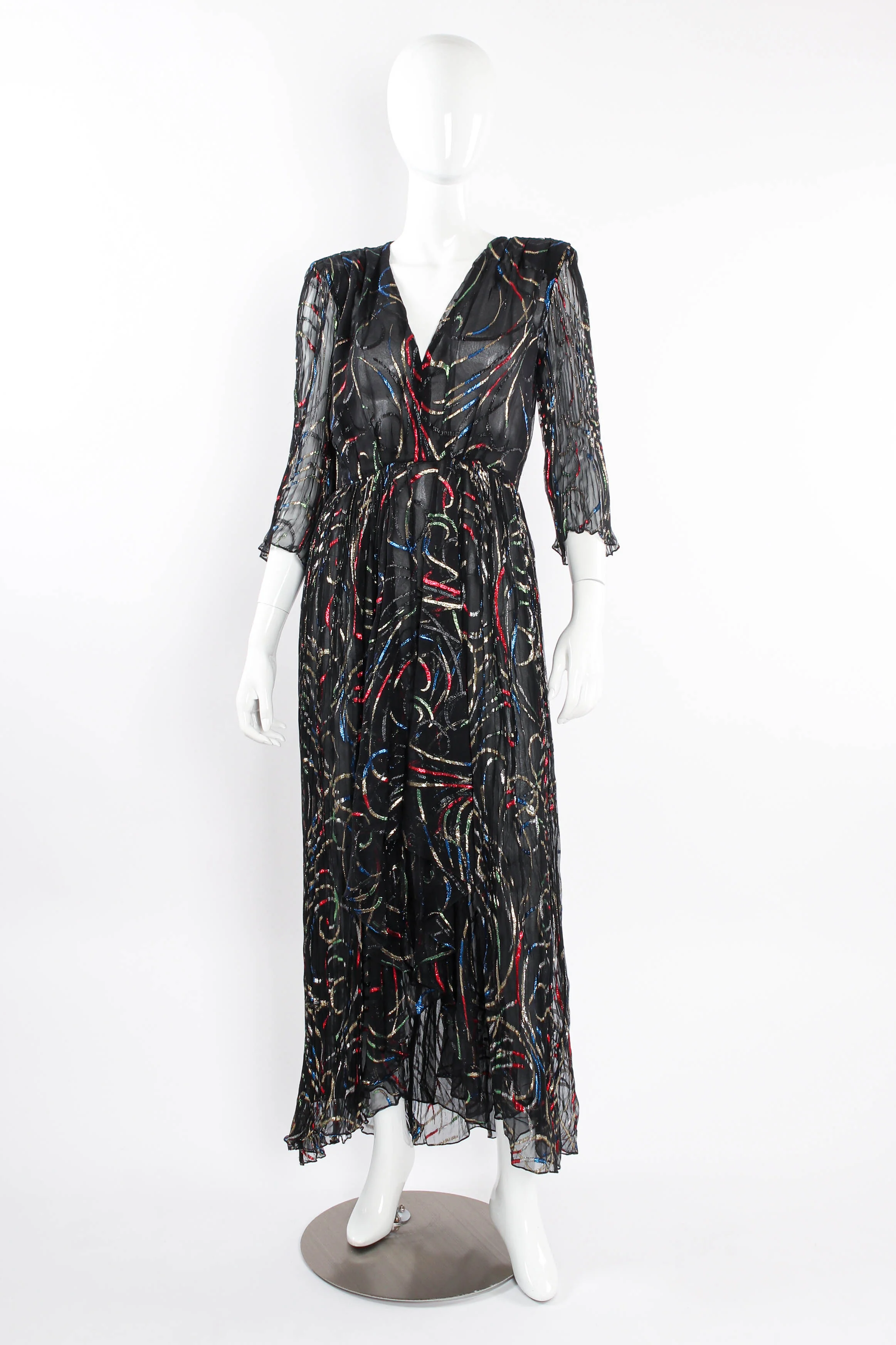 Chiffon Ribbon Lamé Swirl Dress - Image 3