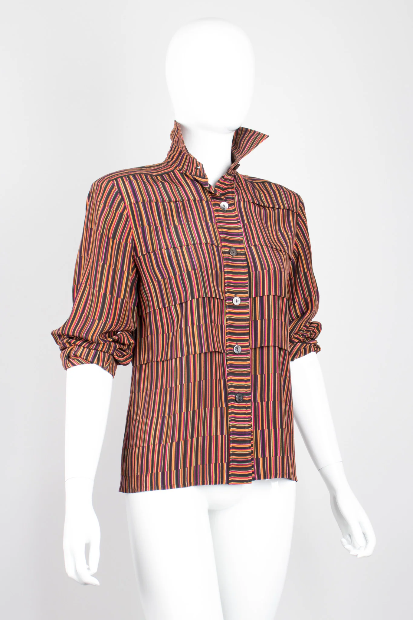 Pleated Stripe Shirt - Image 8