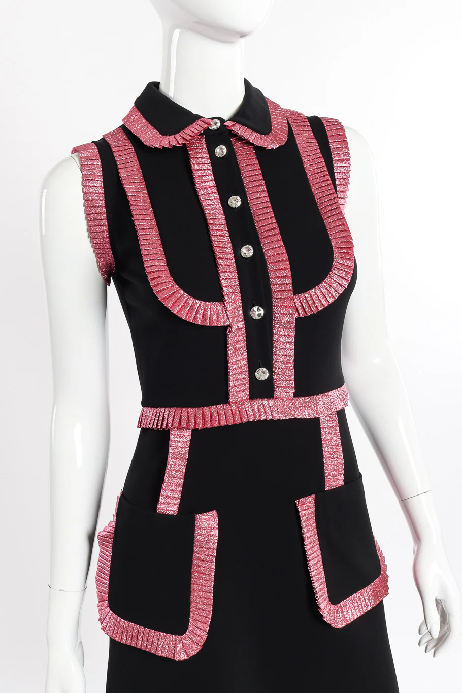 Pleated Trim Sleeveless Dress - Image 4