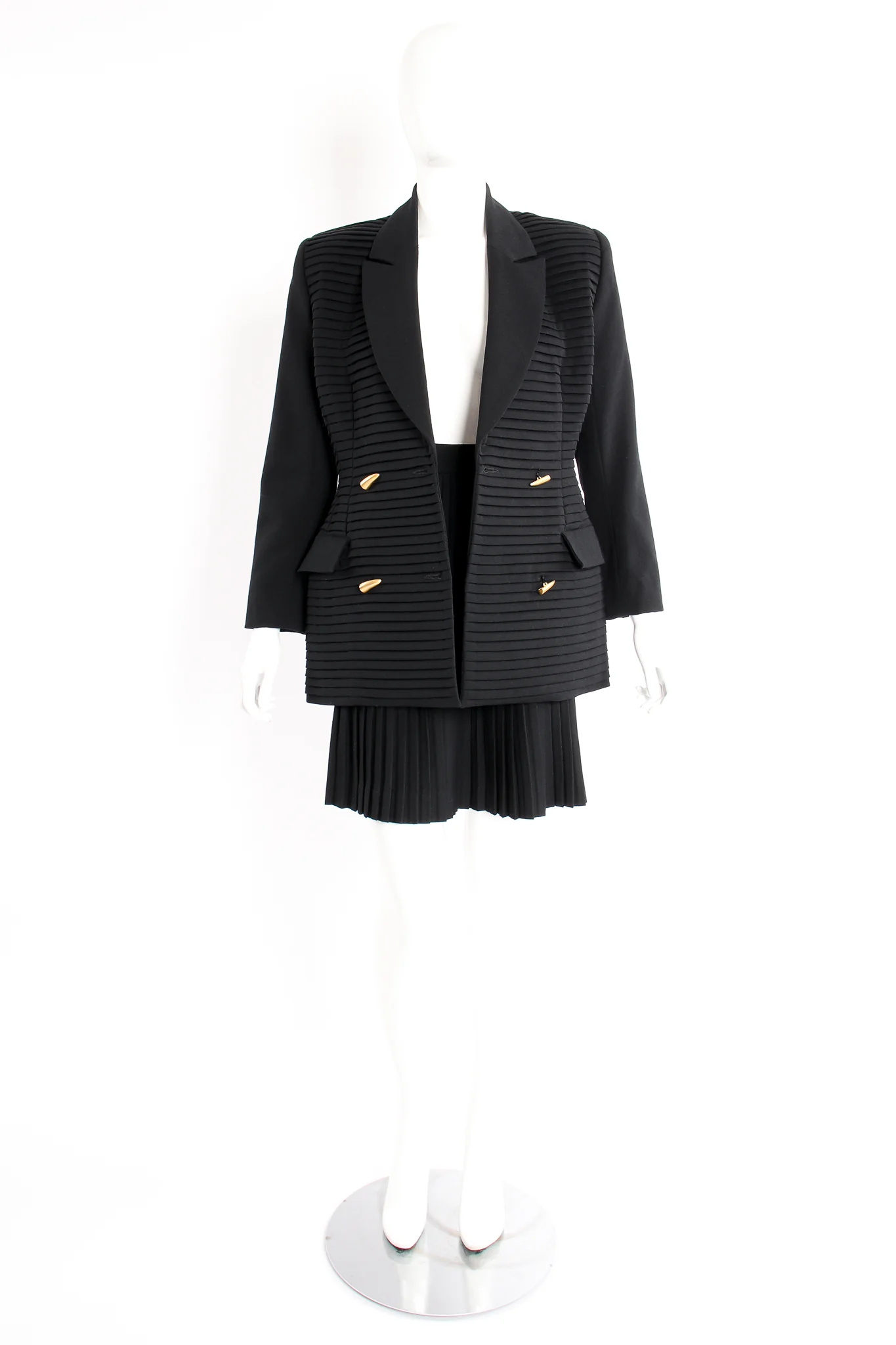 Pleated Tuck Jacket & Skirt Suit - Image 6