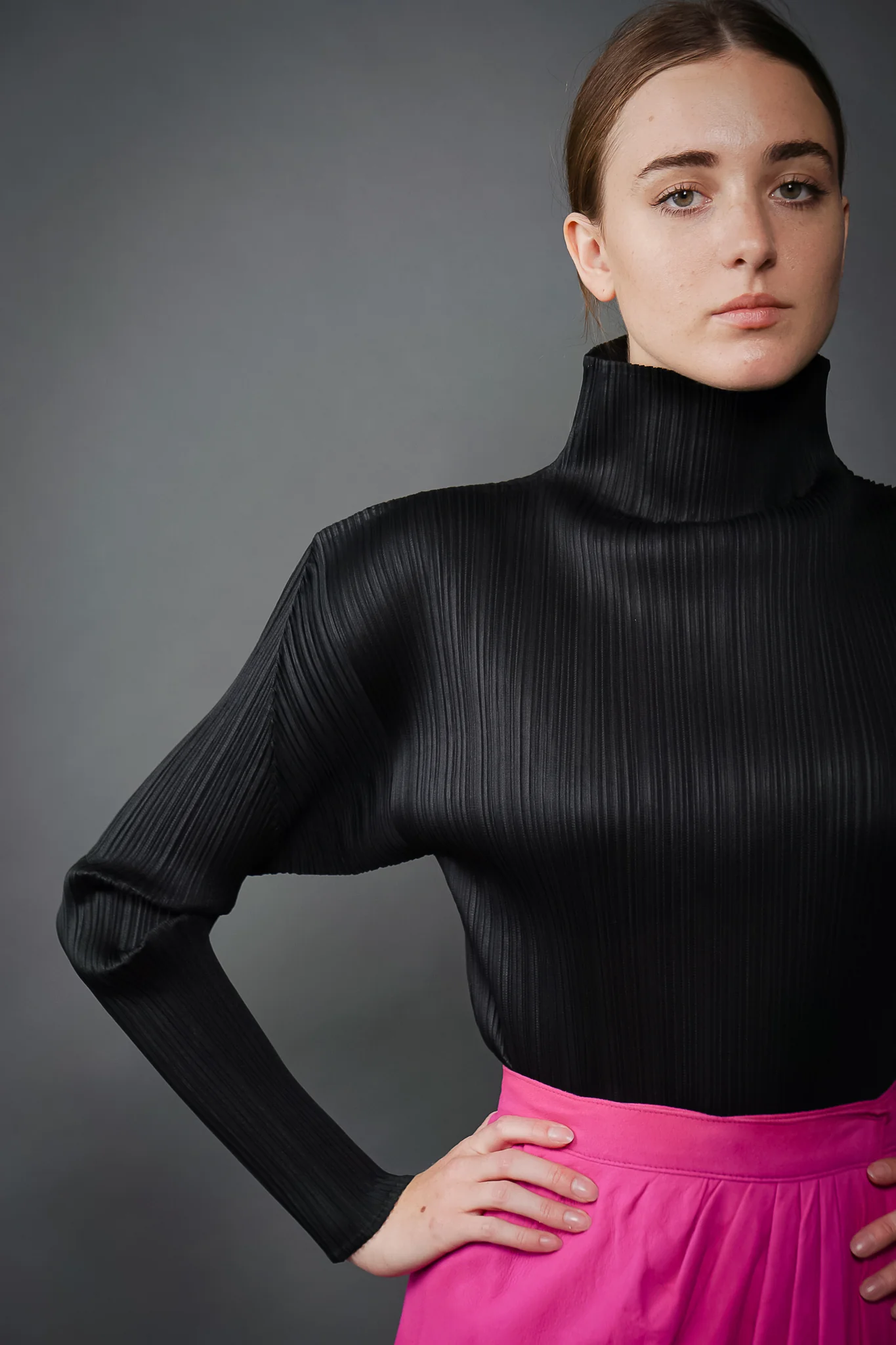 Pleated Turtleneck Top - Image 2