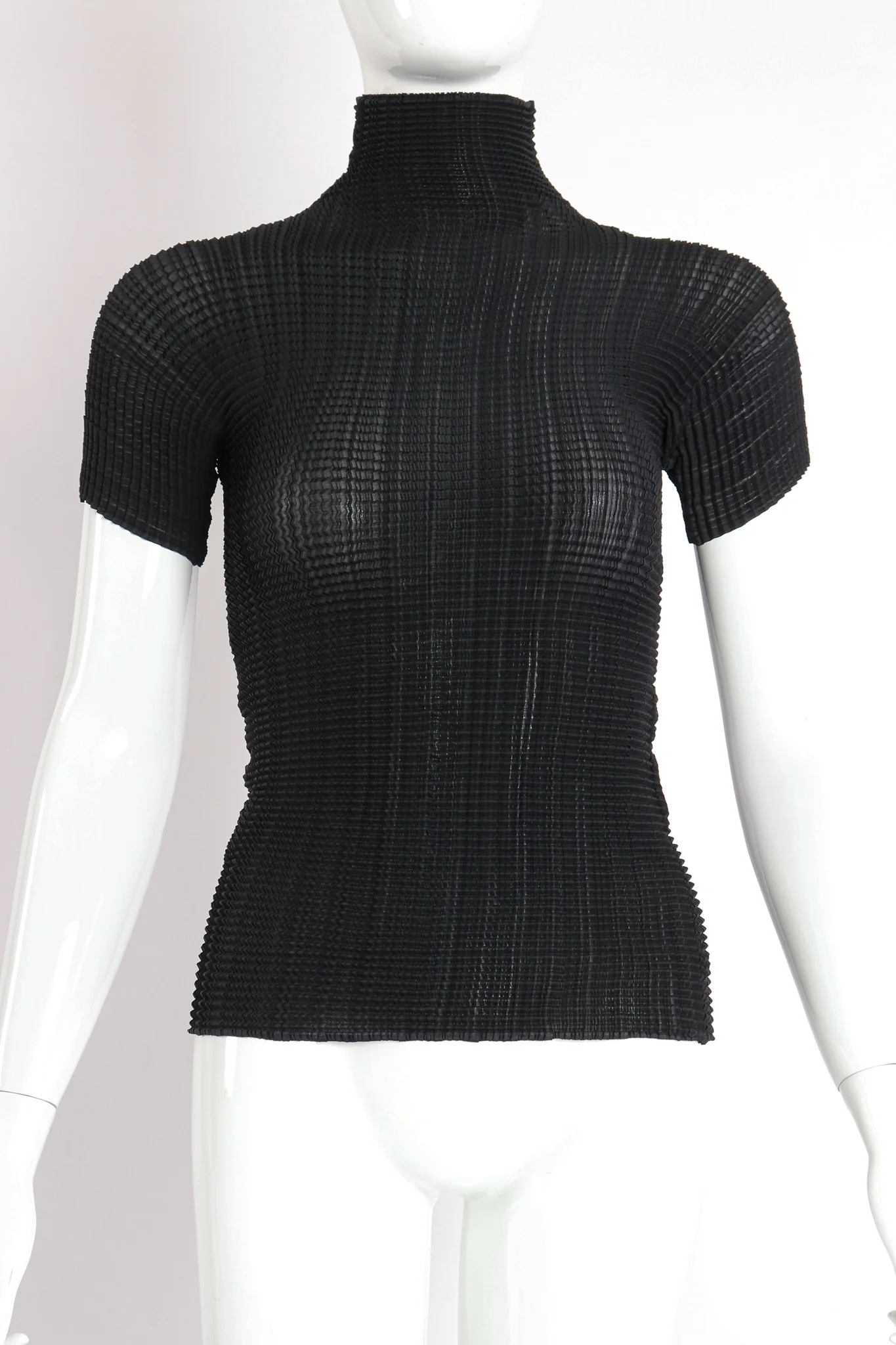 Crinkle Pleated Turtleneck Top - Image 2
