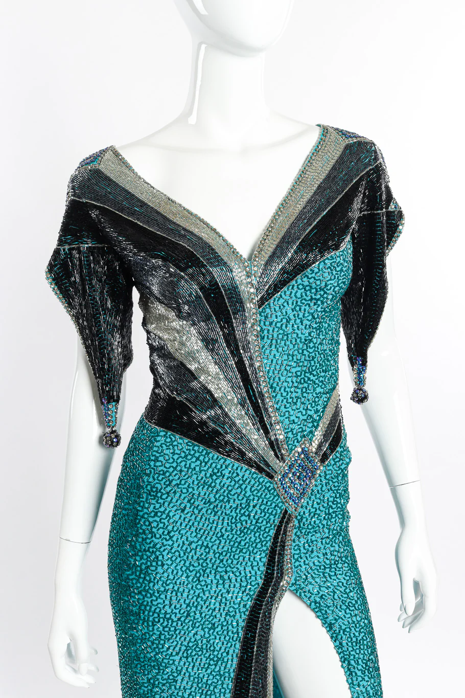 Plunge Back Beaded Deco Dress - Image 2