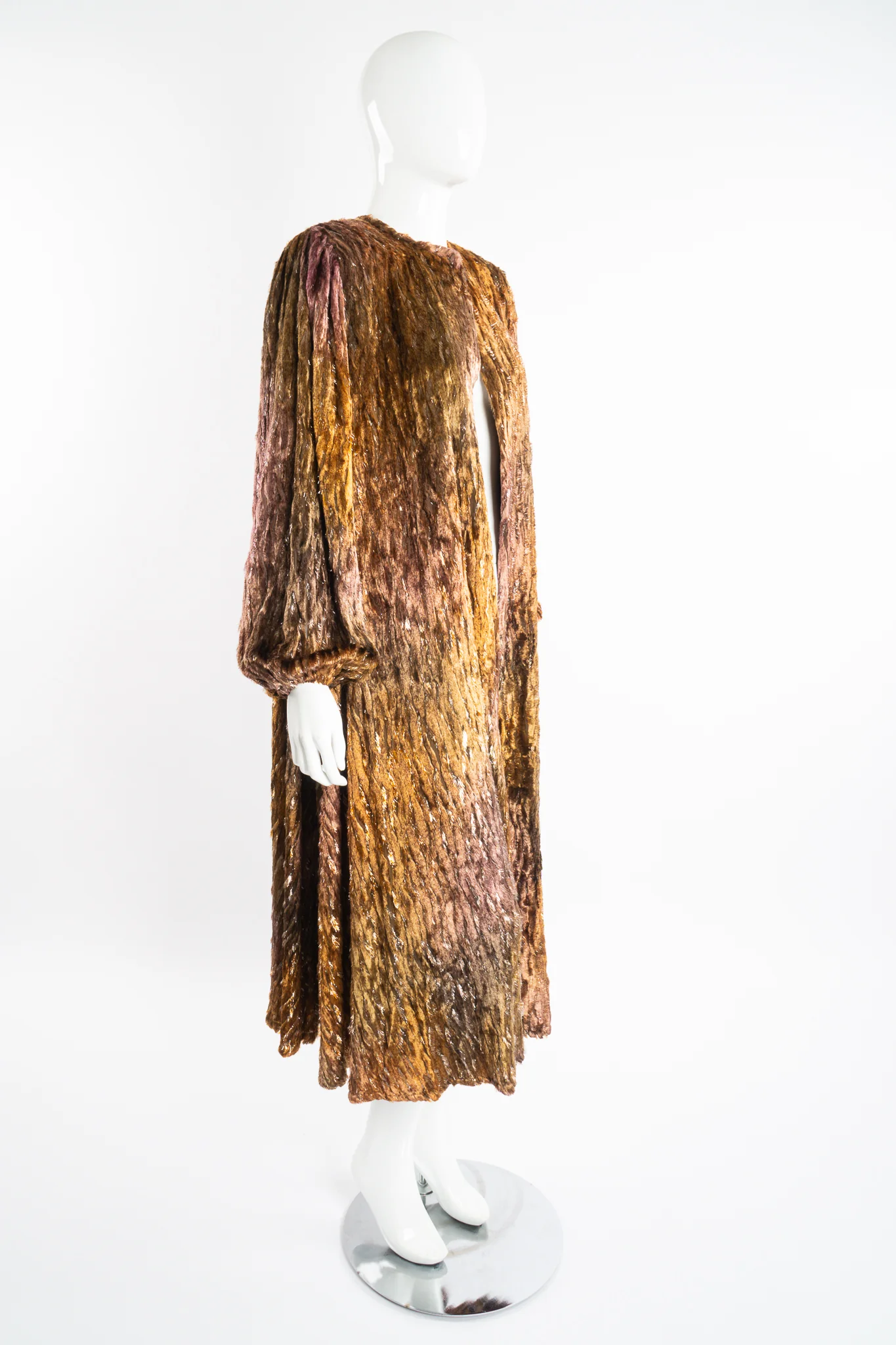 Plush Silk Tinsel Cape Coat - Image 13