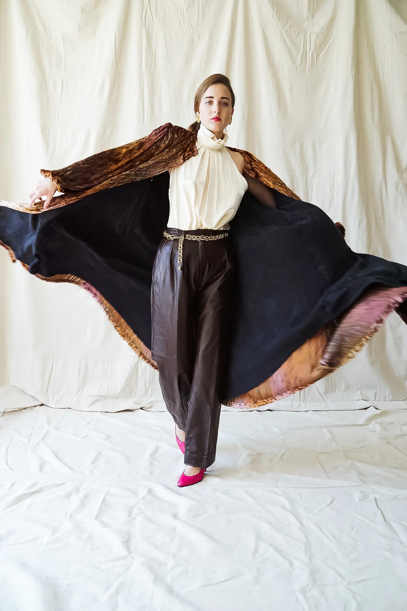 Plush Silk Tinsel Cape Coat - Image 2