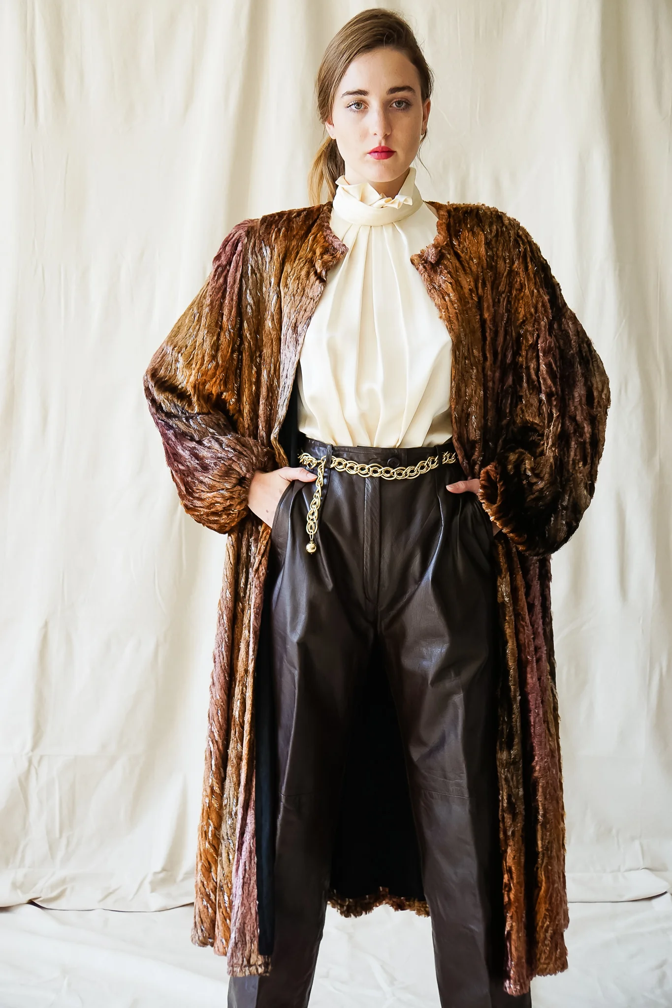 Plush Silk Tinsel Cape Coat - Image 6