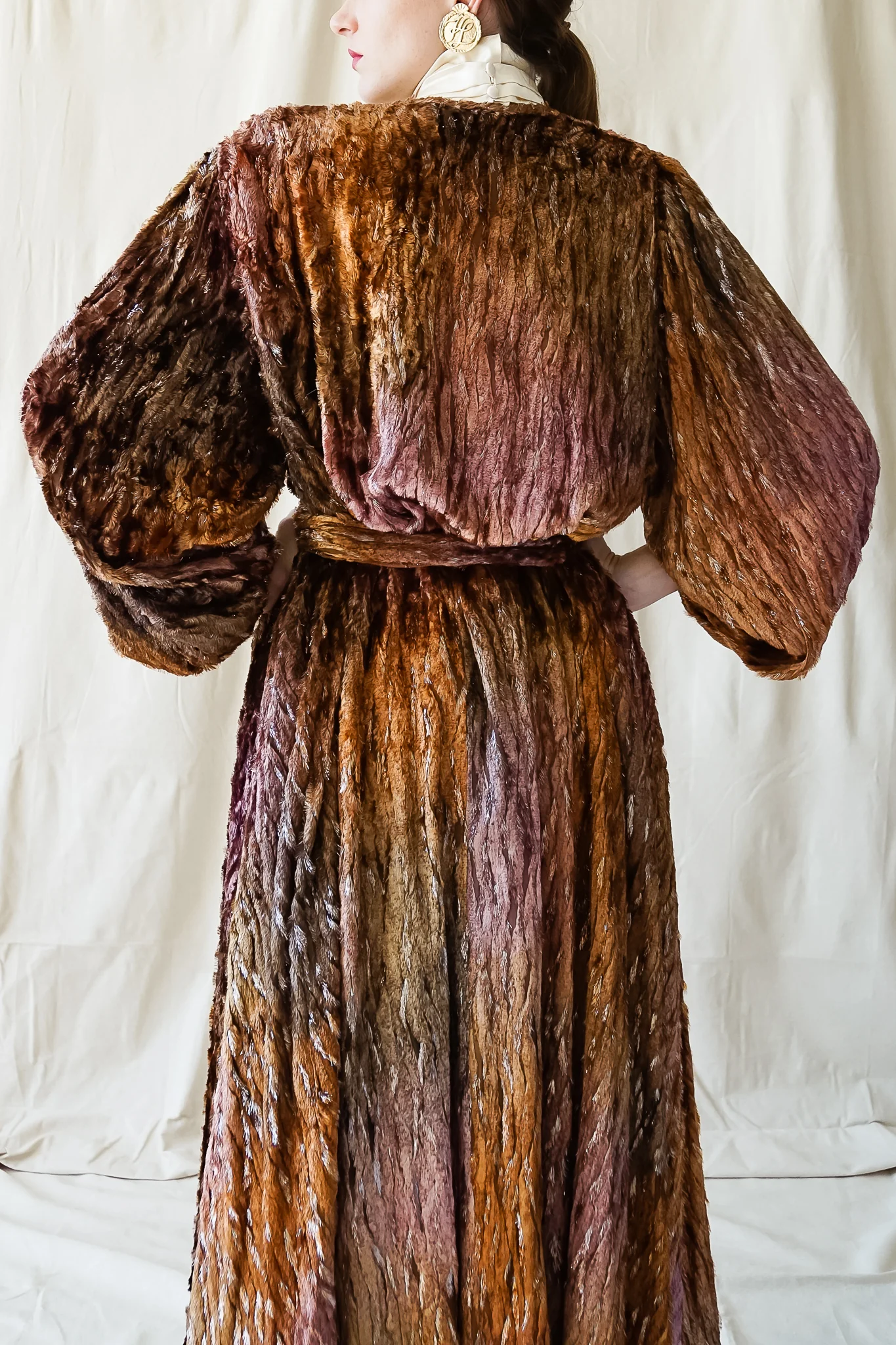 Plush Silk Tinsel Cape Coat - Image 7