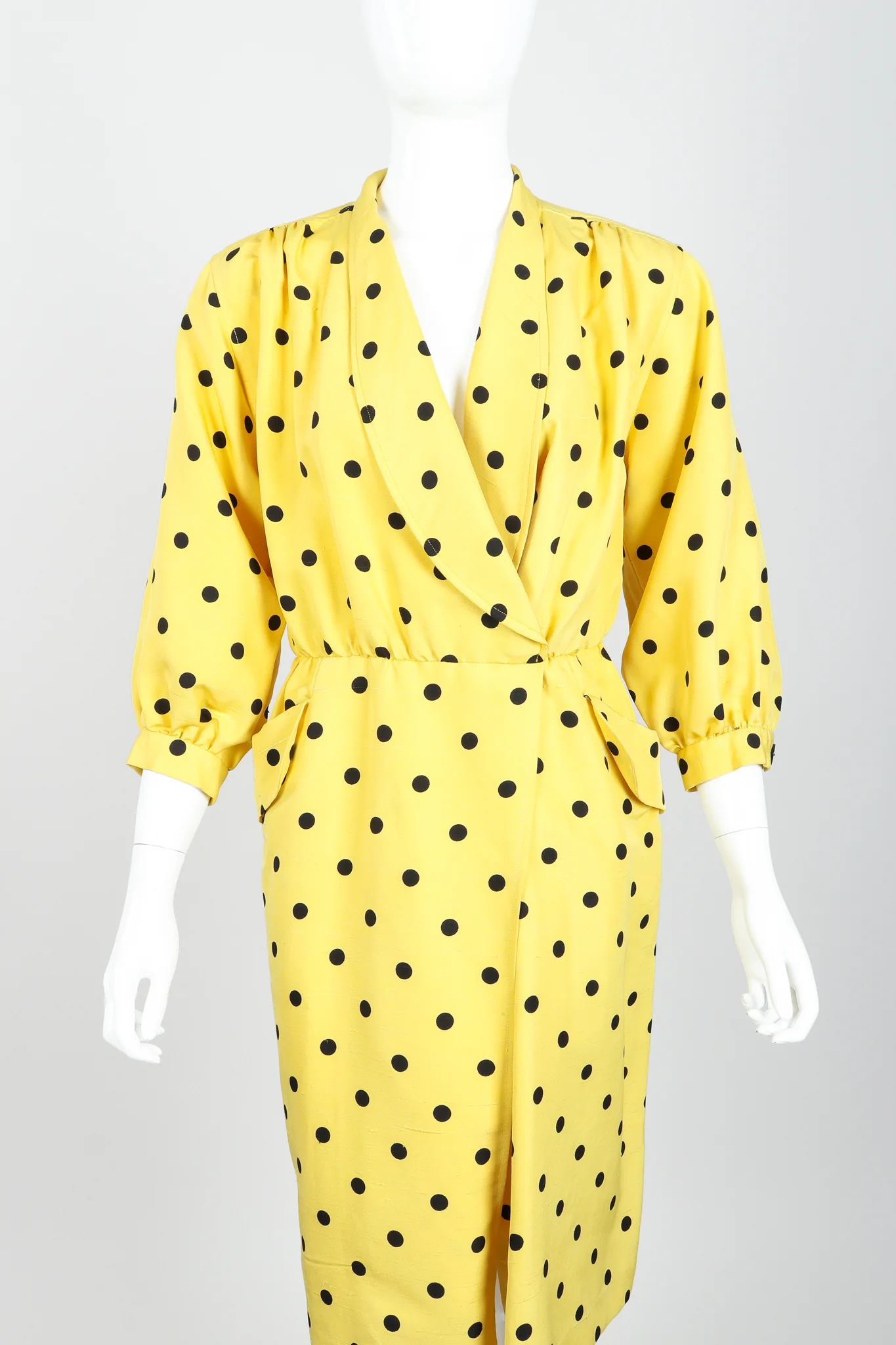 Polka Dot Shawl Collar Dress