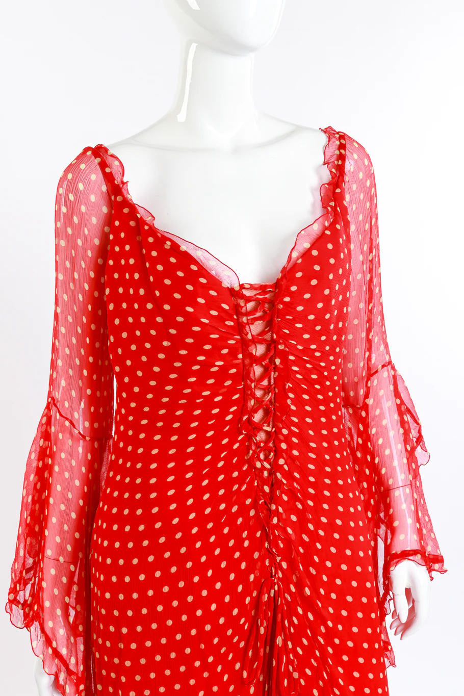 Polka Dot Silk Chiffon Gown - Image 4