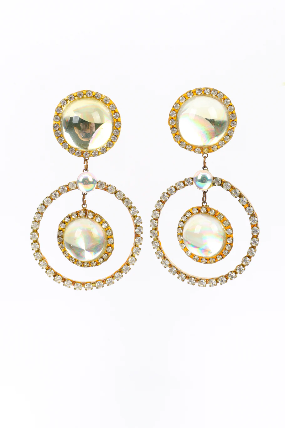 Pool of Light Rhinestone Hoop Drop Earrings