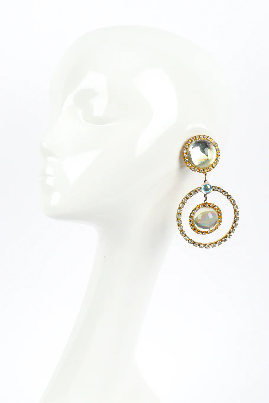 Pool of Light Rhinestone Hoop Drop Earrings - Image 2