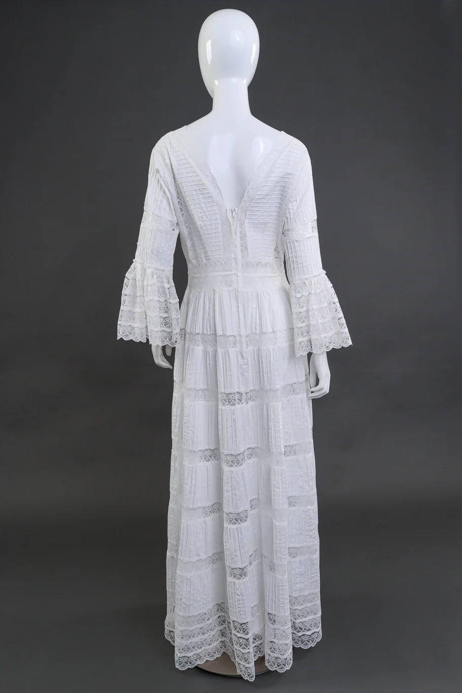 Porcelain Mexican Pintuck Wedding Dress - Image 3