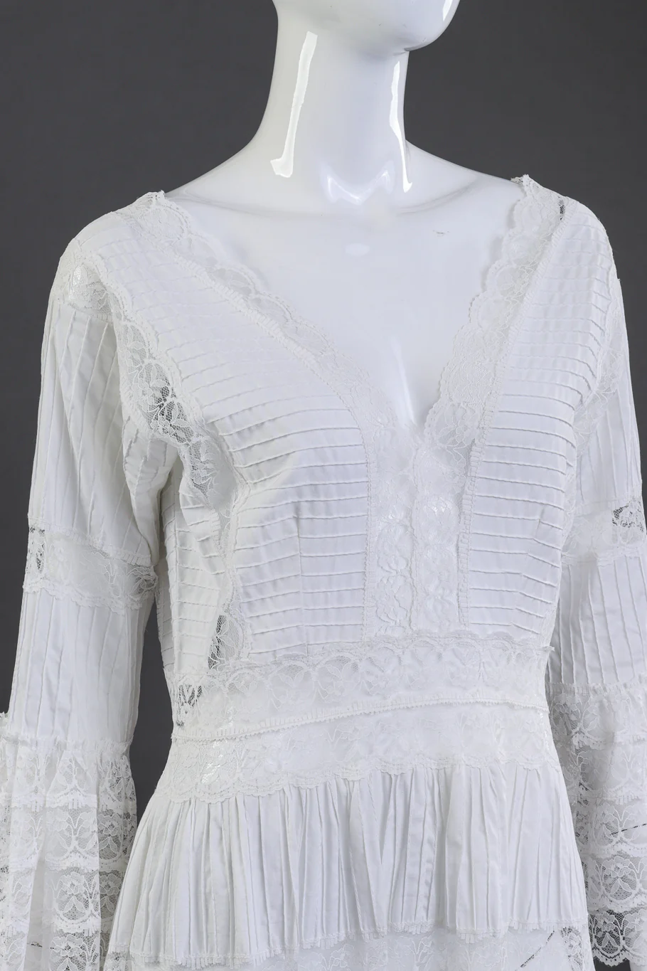 Porcelain Mexican Pintuck Wedding Dress - Image 4