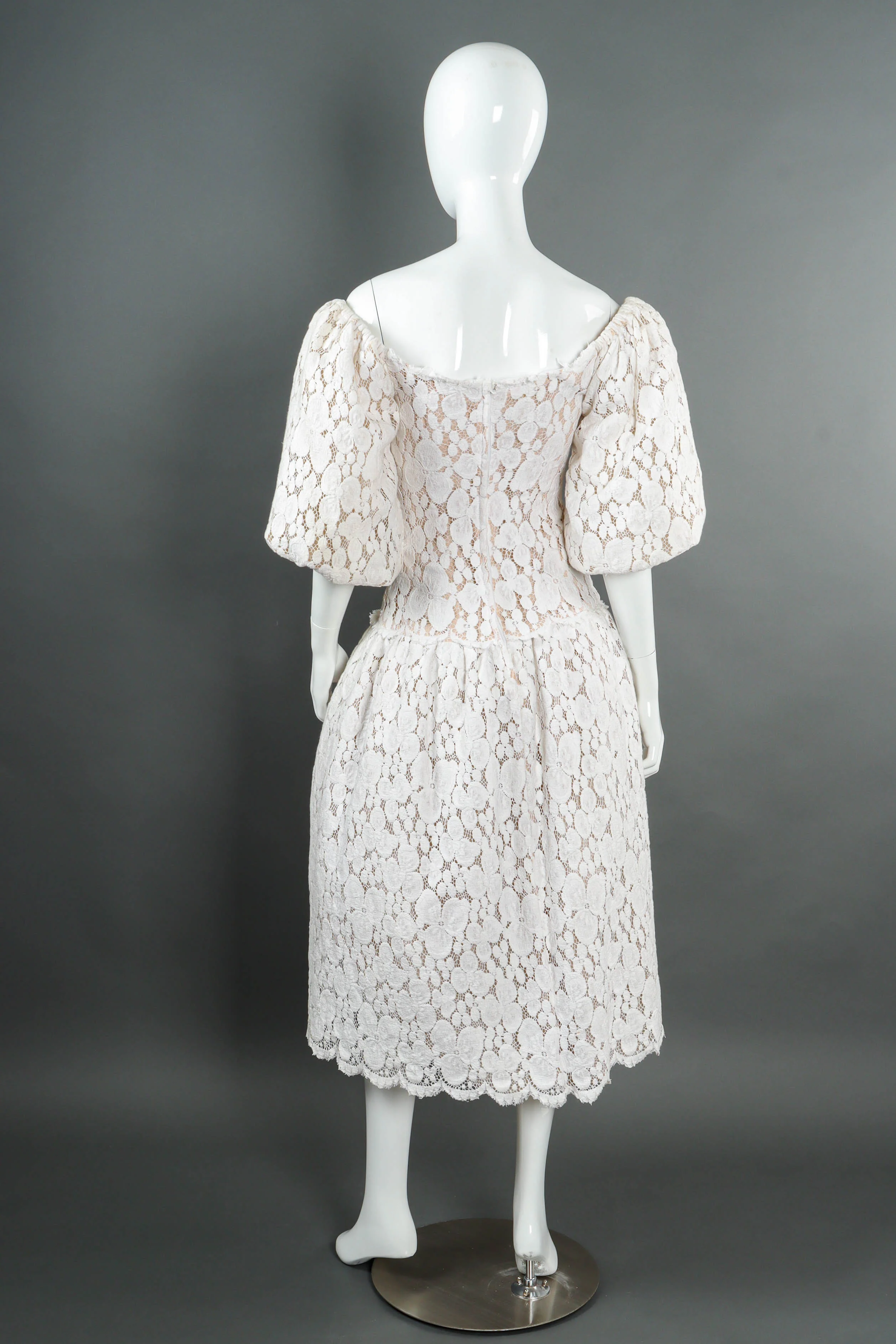 Puffy Lace Off-Shoulder Dress - Image 4