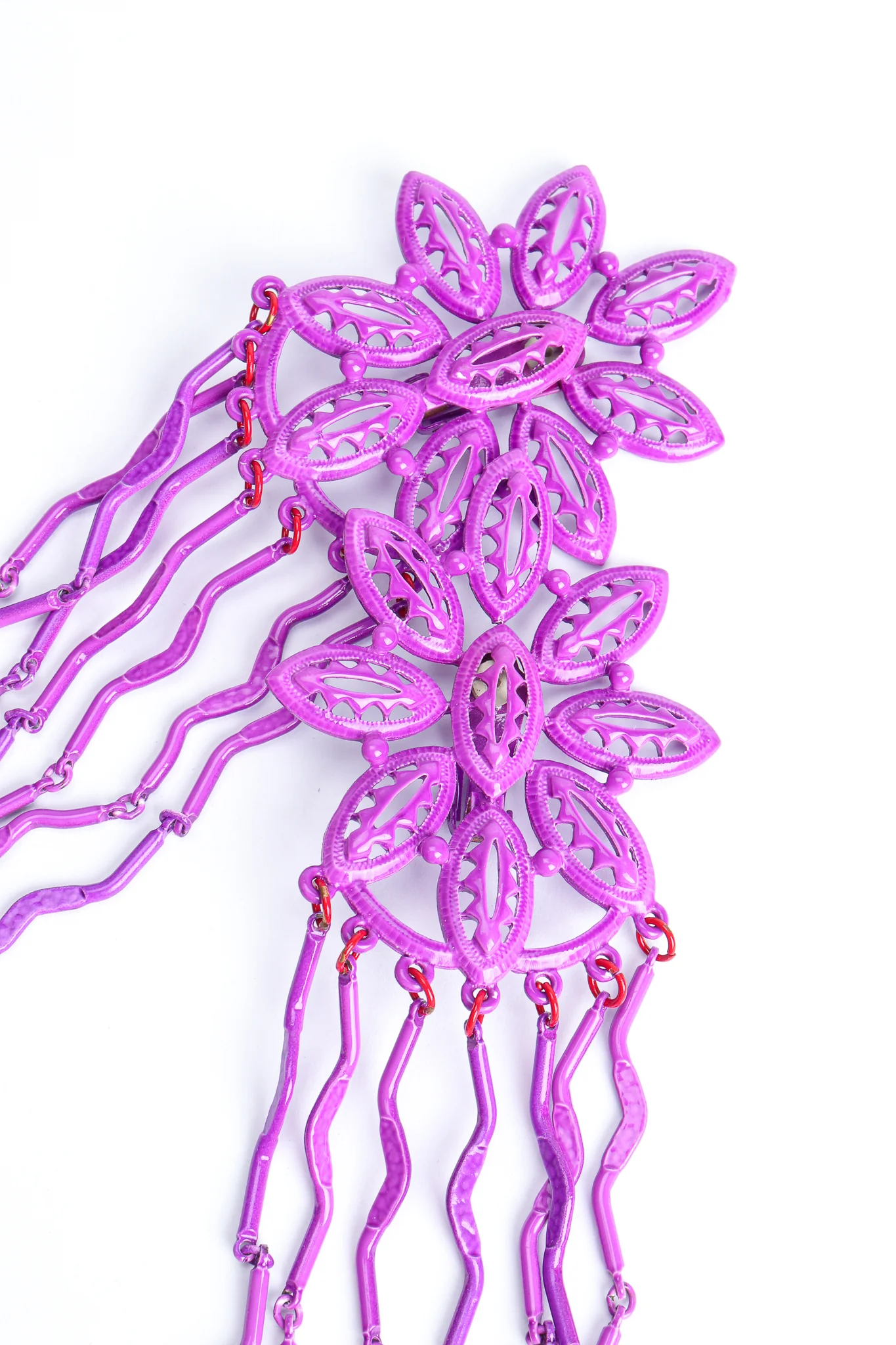 Purple Flower Fringe Earring - Image 5