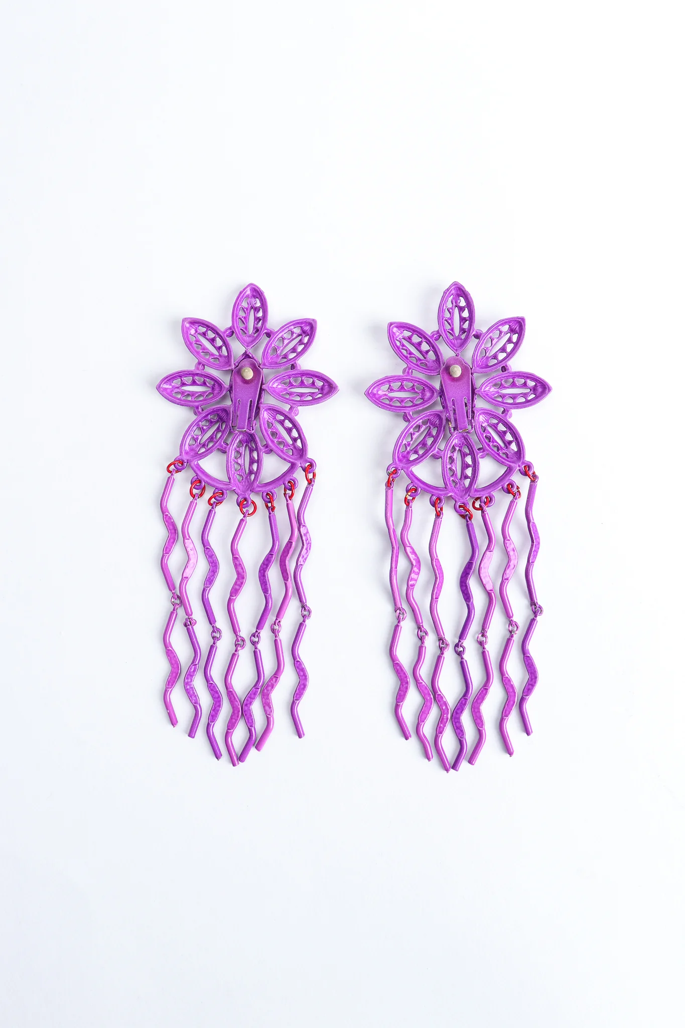 Purple Flower Fringe Earring - Image 8