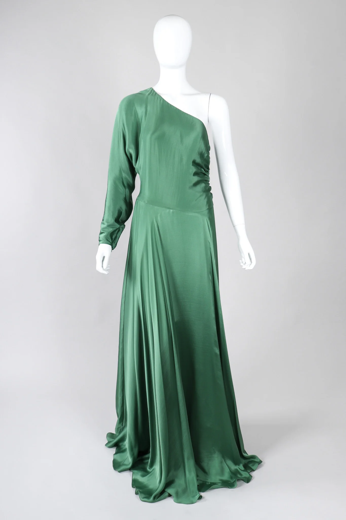 One-Shoulder Draped Silk Gown - Image 2