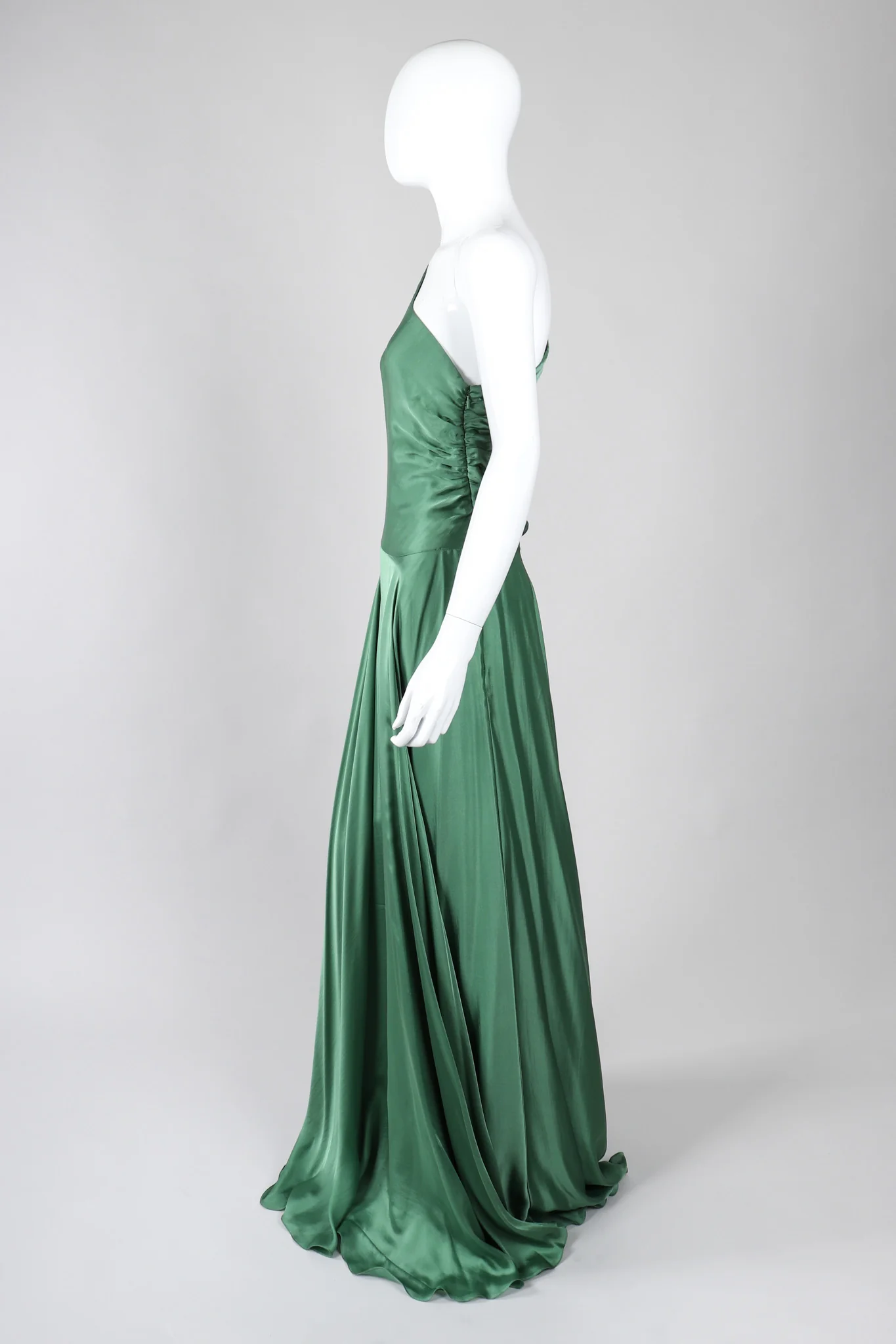 One-Shoulder Draped Silk Gown - Image 3