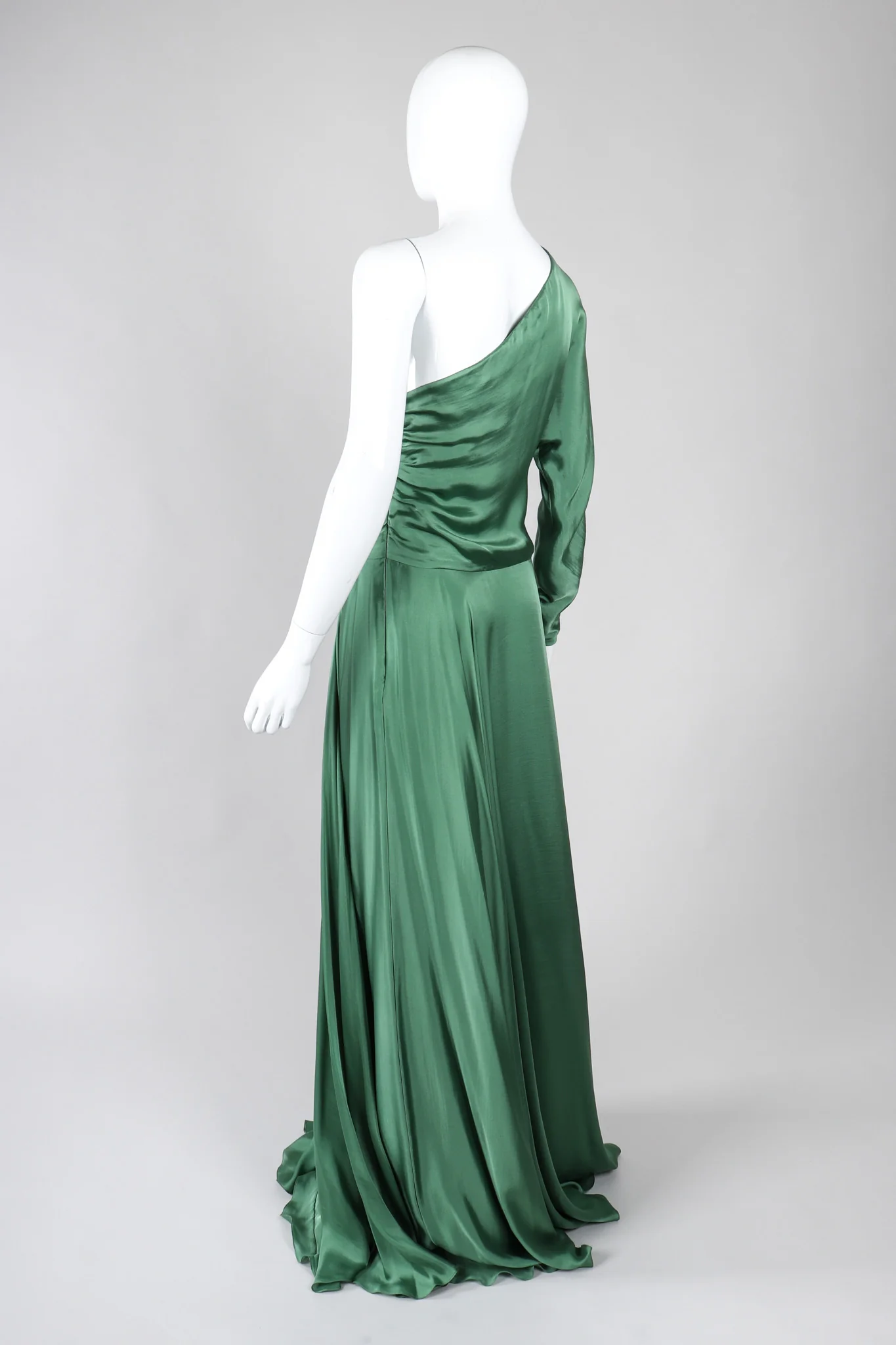One-Shoulder Draped Silk Gown - Image 4